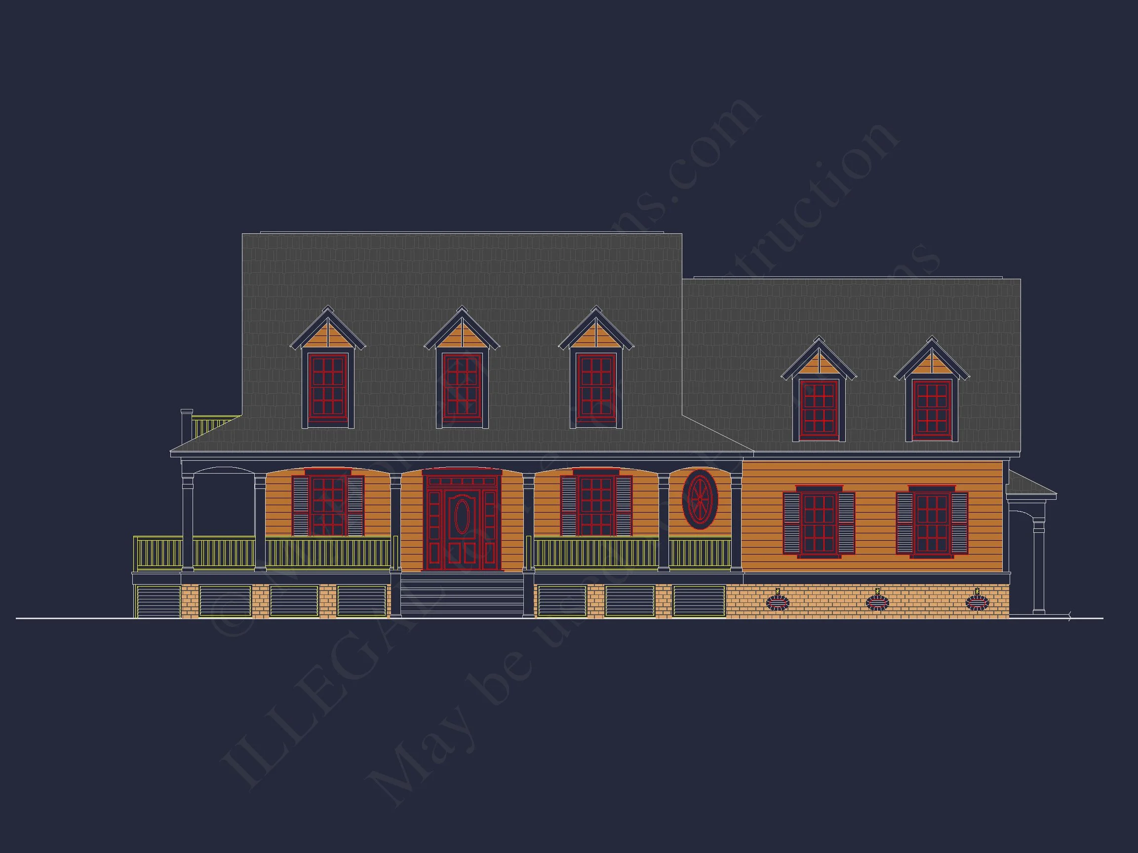 Elegant Southern Farmhouse house Plan with CAD Designs