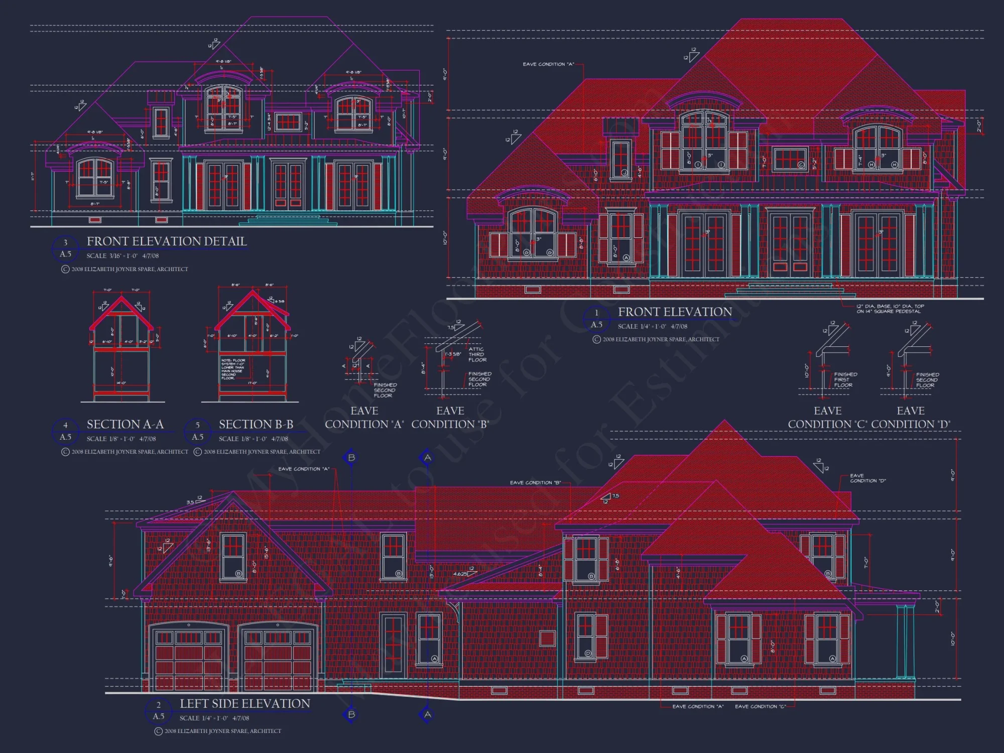 Traditional Craftsman house Plan with 4 Beds, 3 Garage Bays, and Vaulted Ceilings