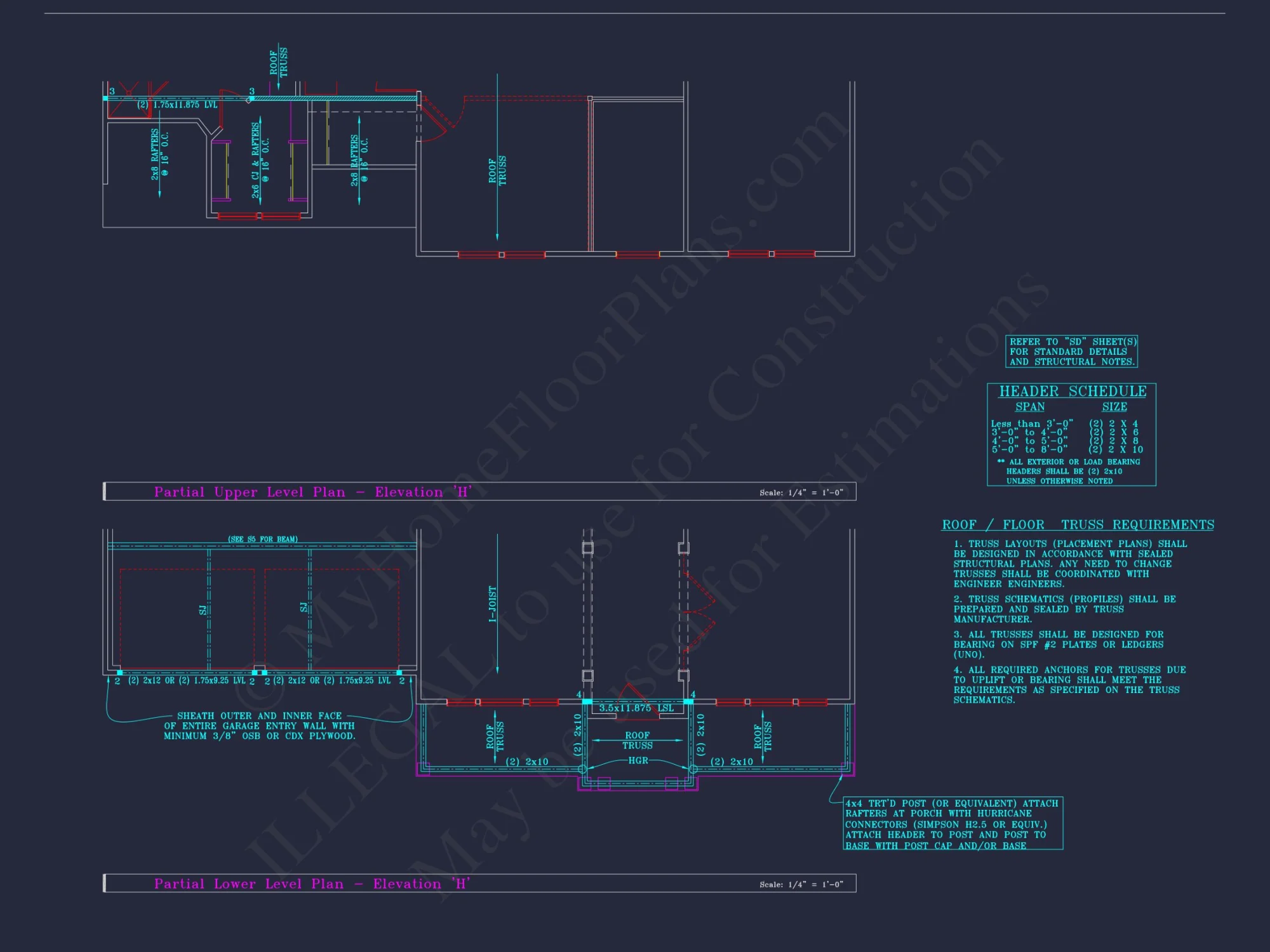 Colonial Revival house Plan - 4 Bed, 4 Bath, with CAD Designs