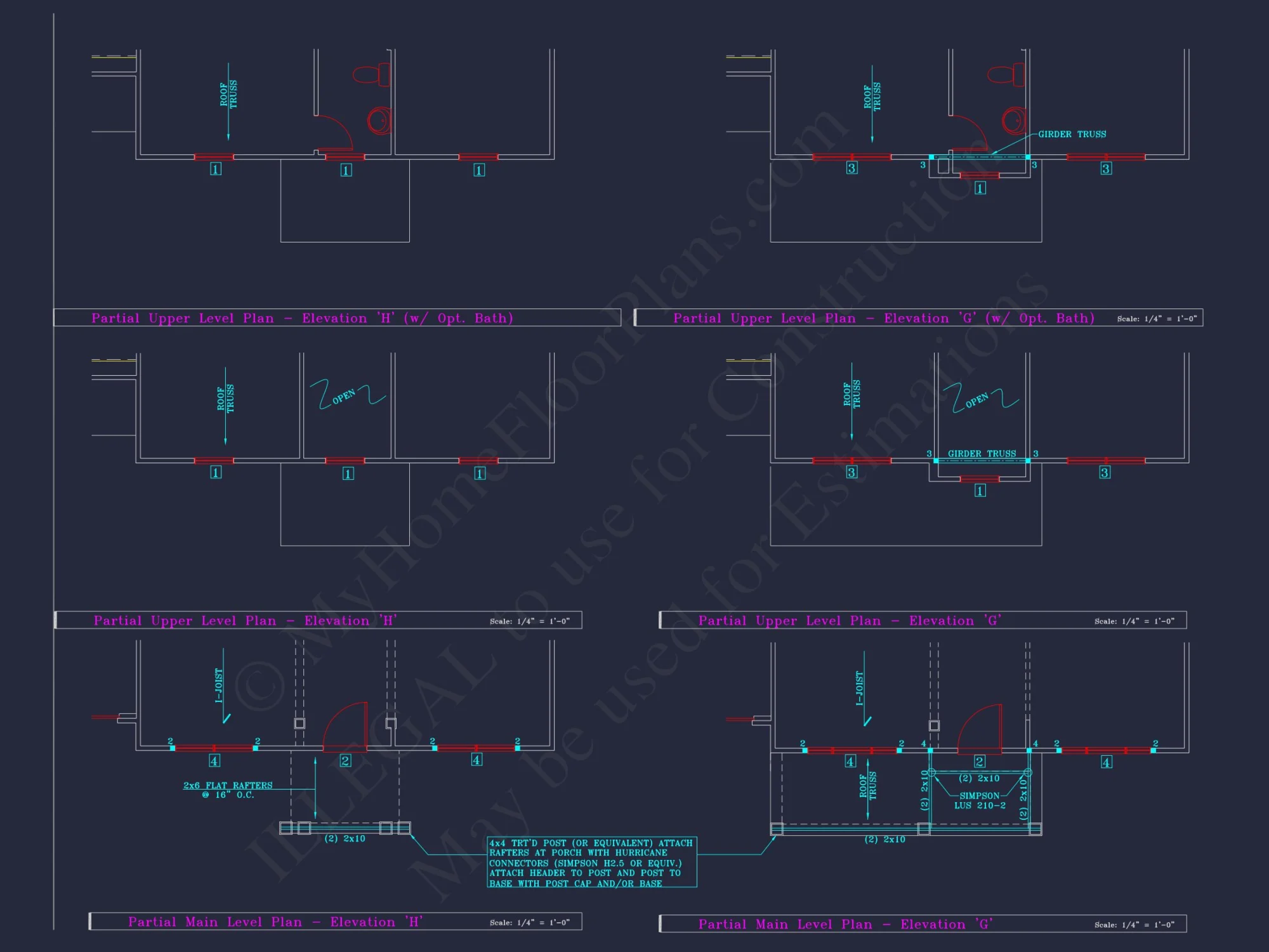 Colonial Revival house Plan - 4 Bed, 4 Bath, with CAD Designs