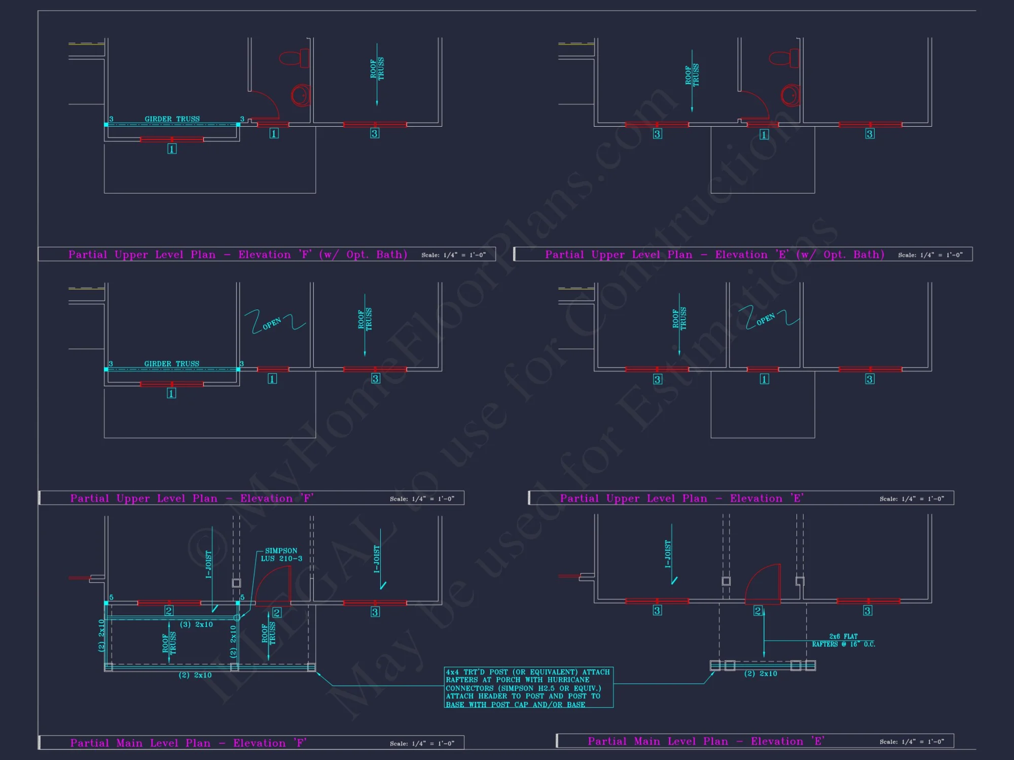 Colonial Revival house Plan - 4 Bed, 4 Bath, with CAD Designs