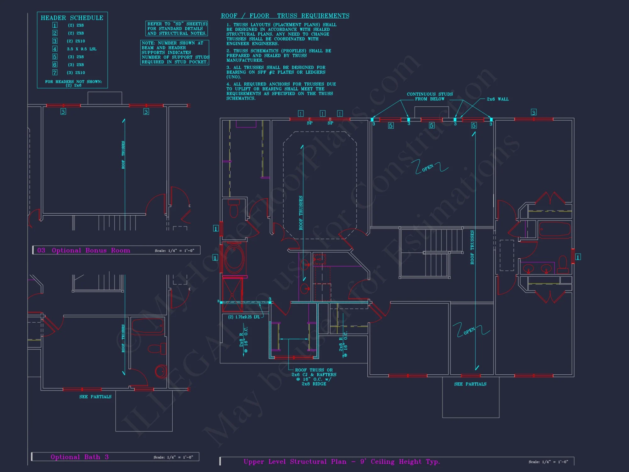 Colonial Revival house Plan - 4 Bed, 4 Bath, with CAD Designs