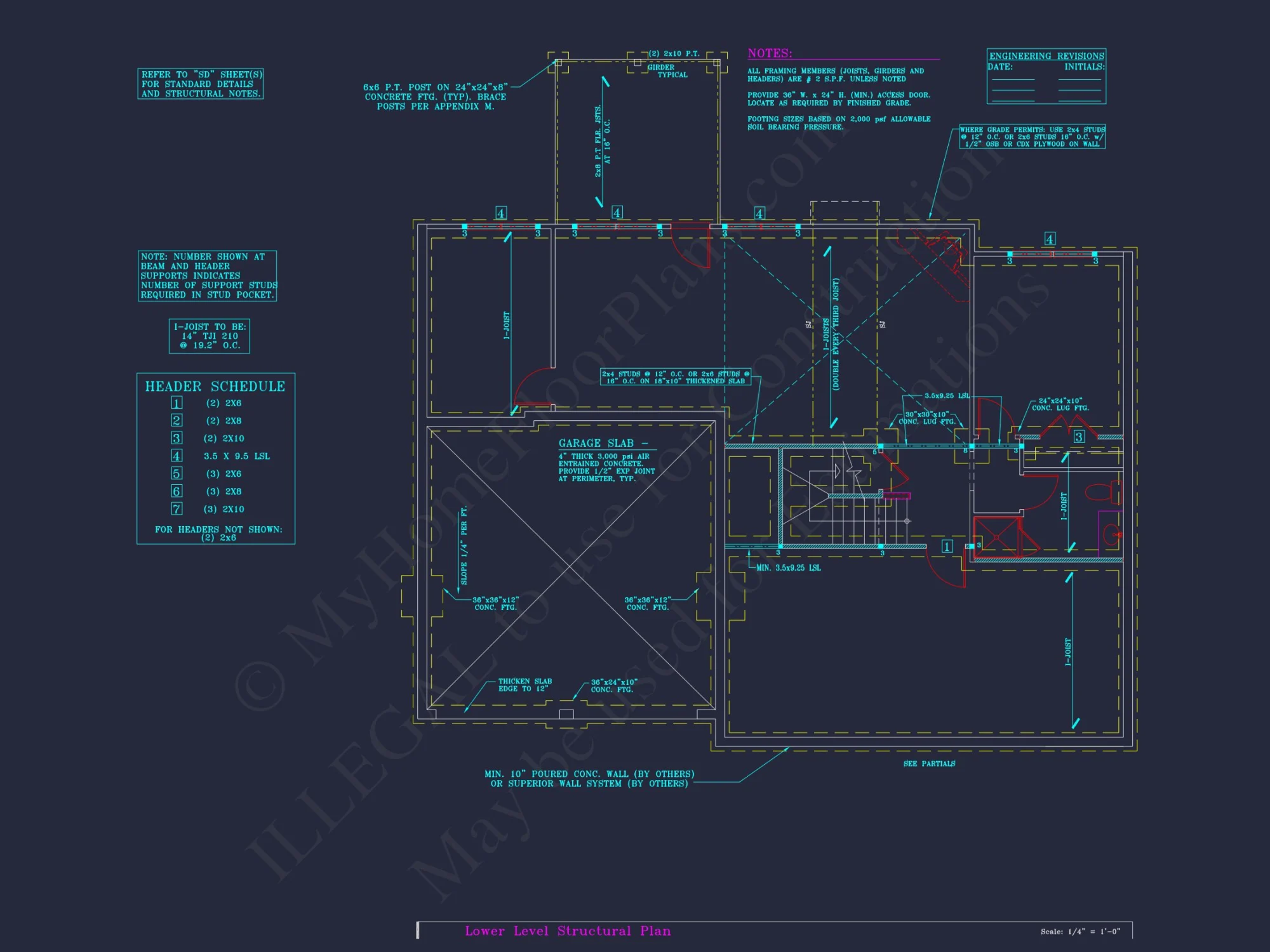 Colonial Revival house Plan - 4 Bed, 4 Bath, with CAD Designs