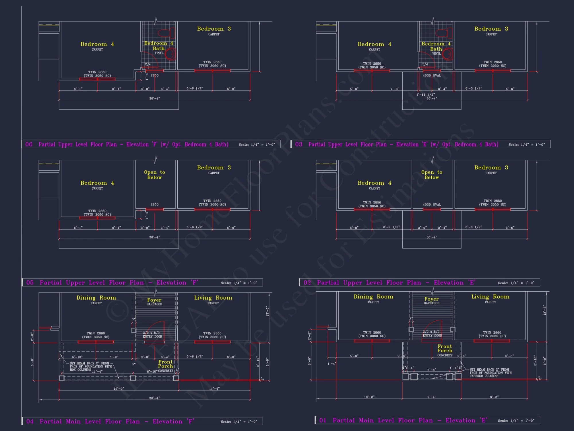 Colonial Revival house Plan - 4 Bed, 4 Bath, with CAD Designs