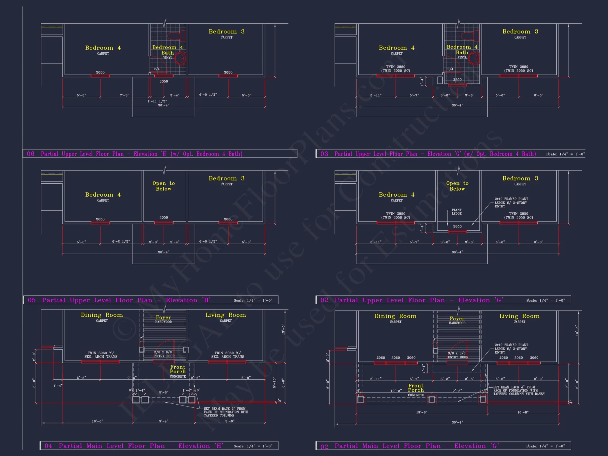 Colonial Revival house Plan - 4 Bed, 4 Bath, with CAD Designs