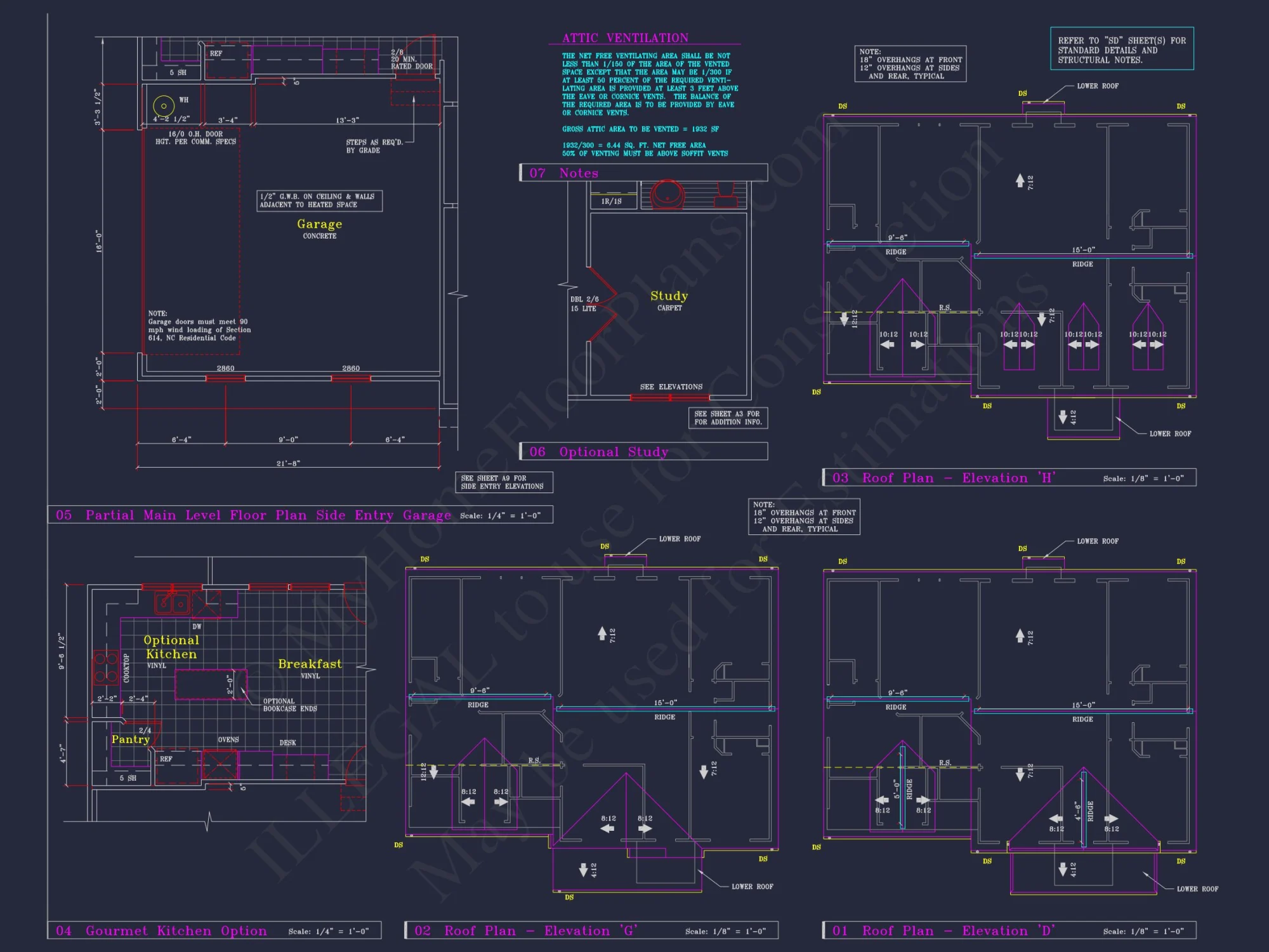 Colonial Revival house Plan - 4 Bed, 4 Bath, with CAD Designs