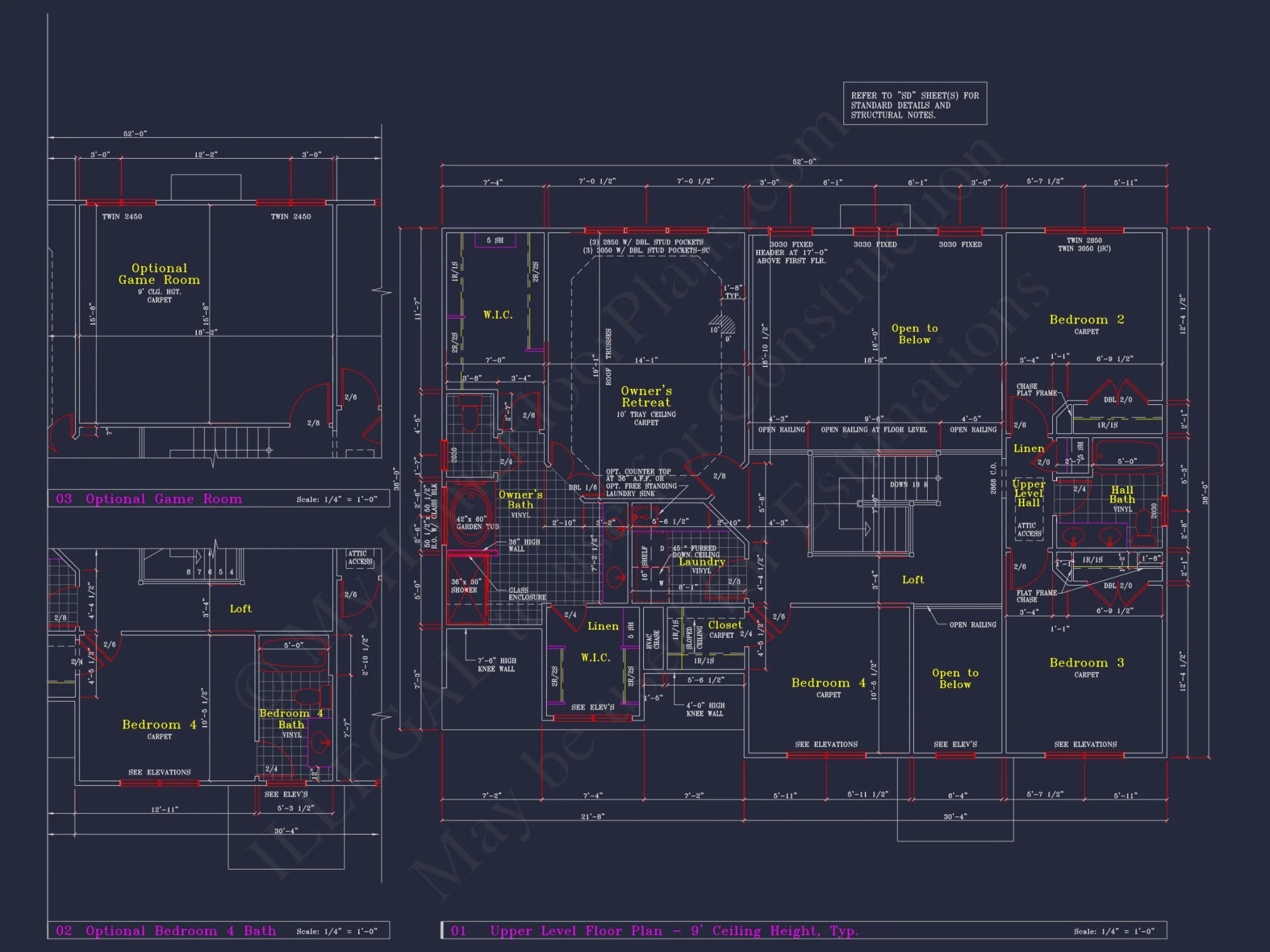 Colonial Revival house Plan - 4 Bed, 4 Bath, with CAD Designs