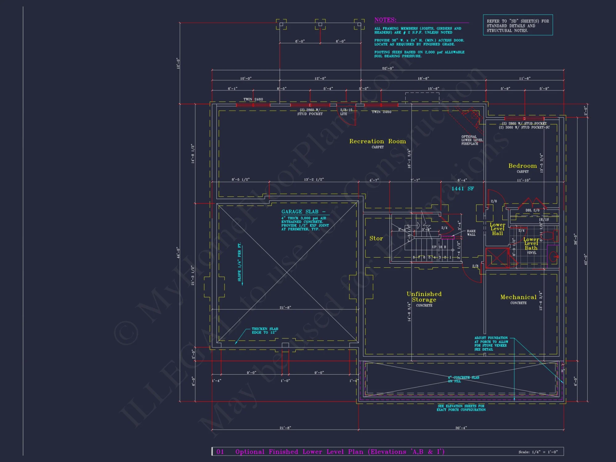 Colonial Revival house Plan - 4 Bed, 4 Bath, with CAD Designs