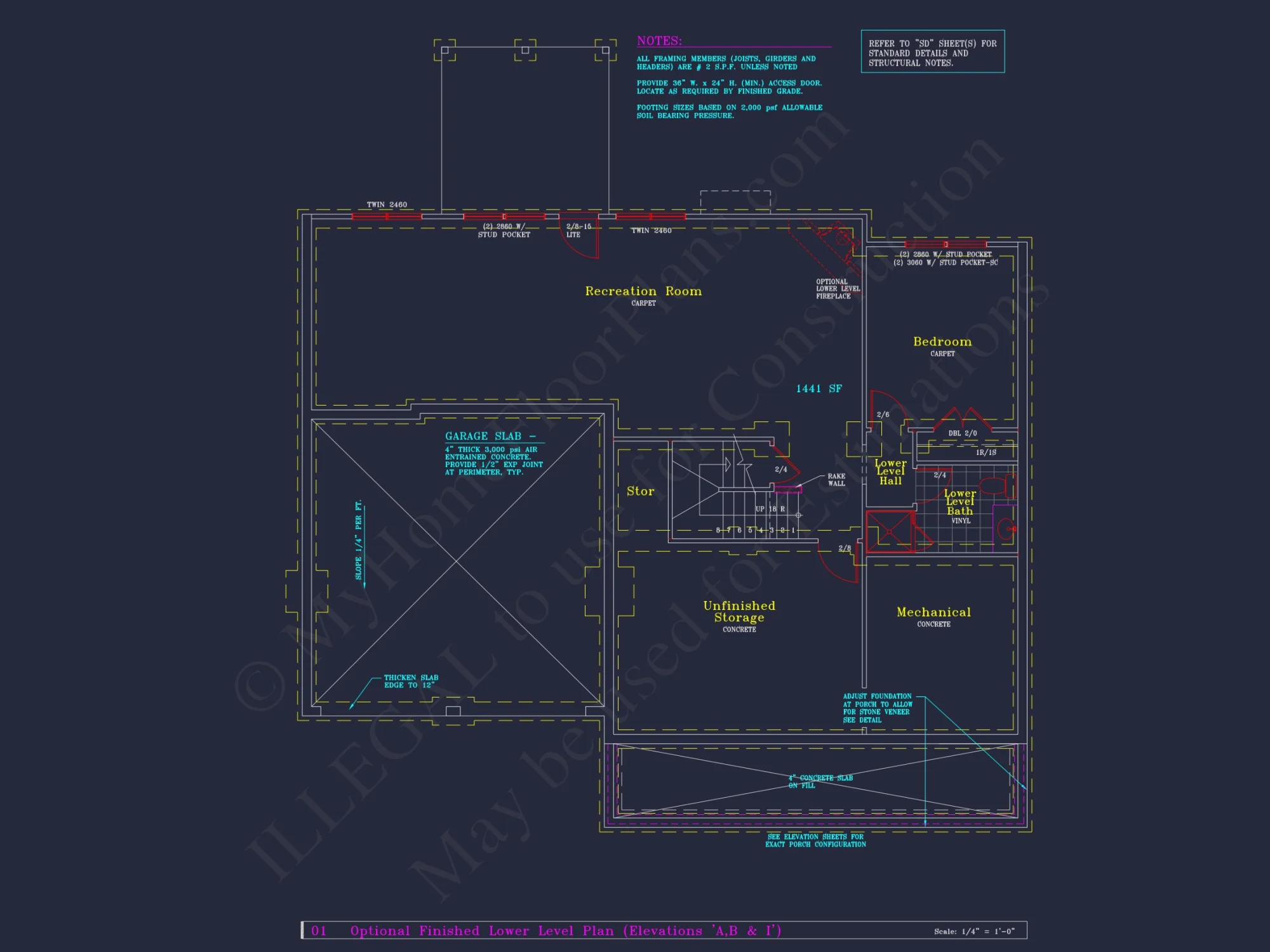 Colonial Revival house Plan - 4 Bed, 4 Bath, with CAD Designs