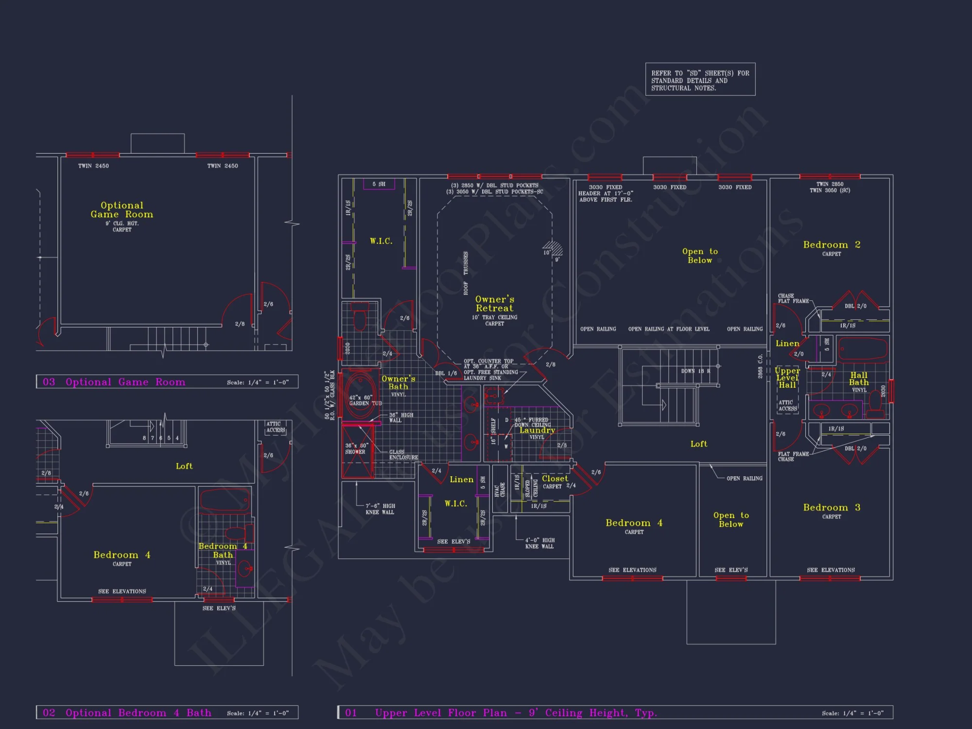 Colonial Revival house Plan - 4 Bed, 4 Bath, with CAD Designs