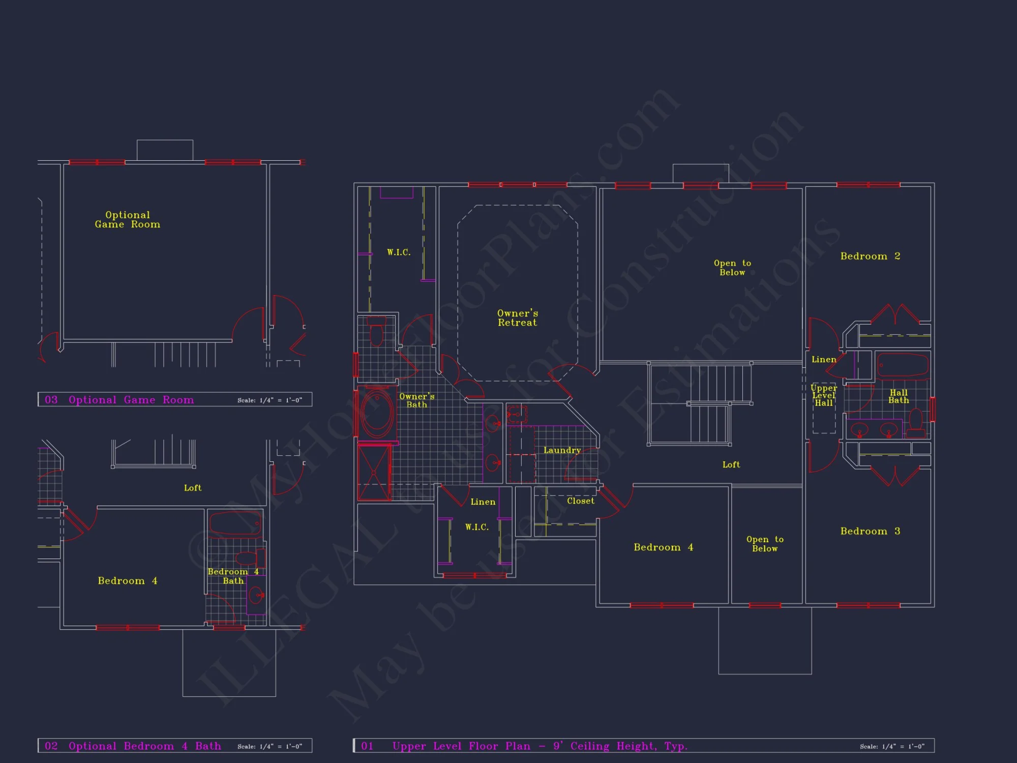Colonial Revival house Plan - 4 Bed, 4 Bath, with CAD Designs