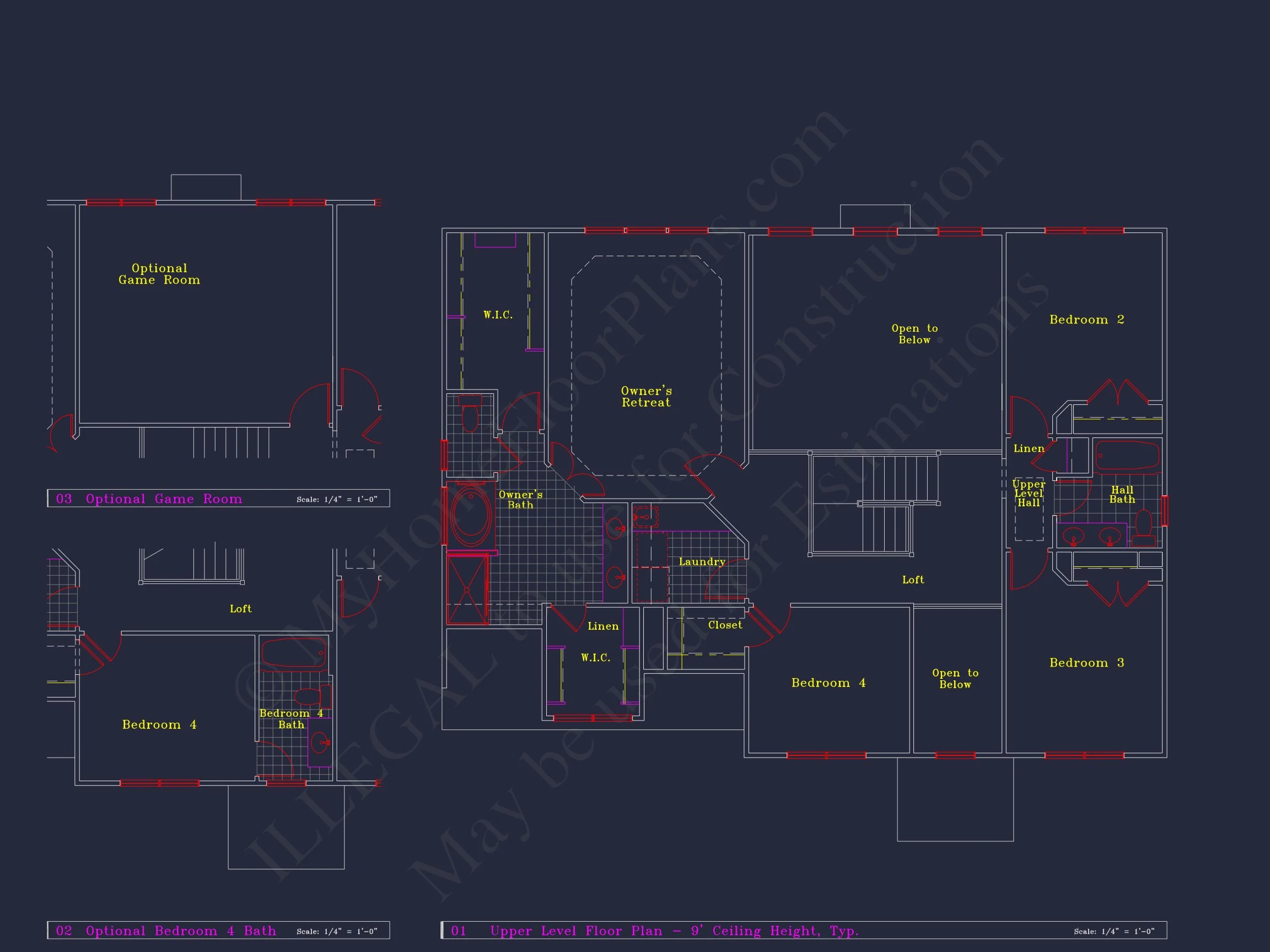Colonial Revival house Plan - 4 Bed, 4 Bath, with CAD Designs
