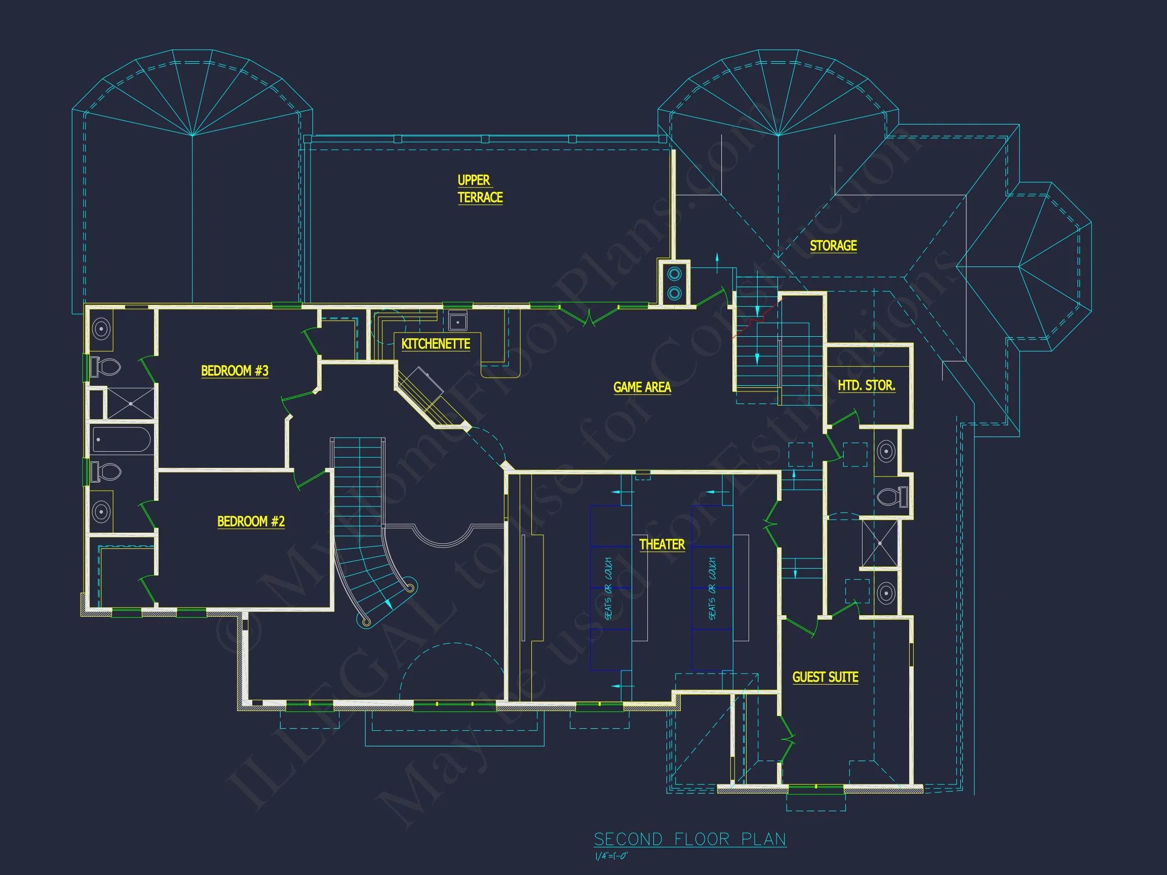 Elegant house Plan with Detailed Floor Plans, CAD Designs & Blueprint