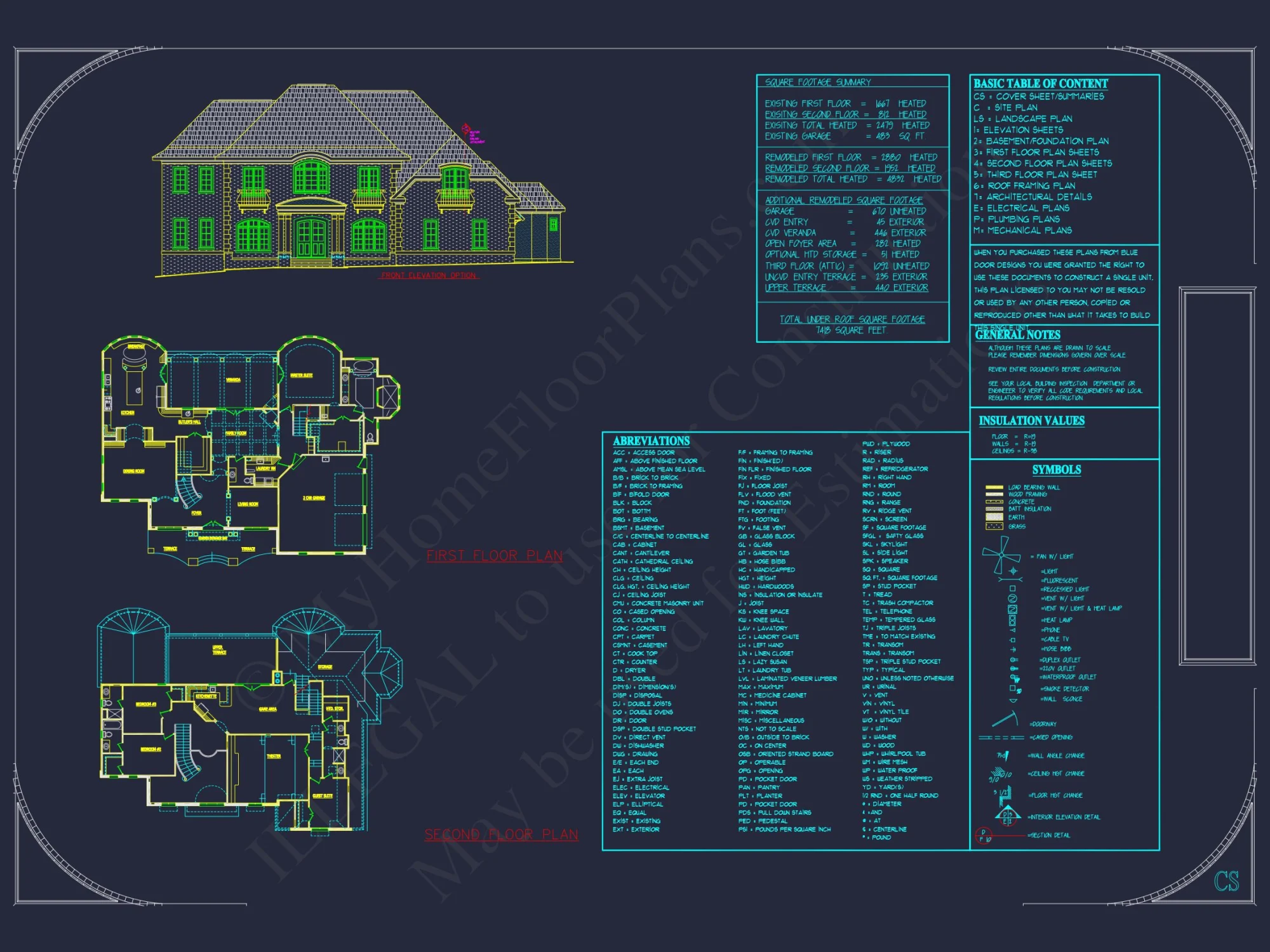 Elegant house Plan with Detailed Floor Plans, CAD Designs & Blueprint