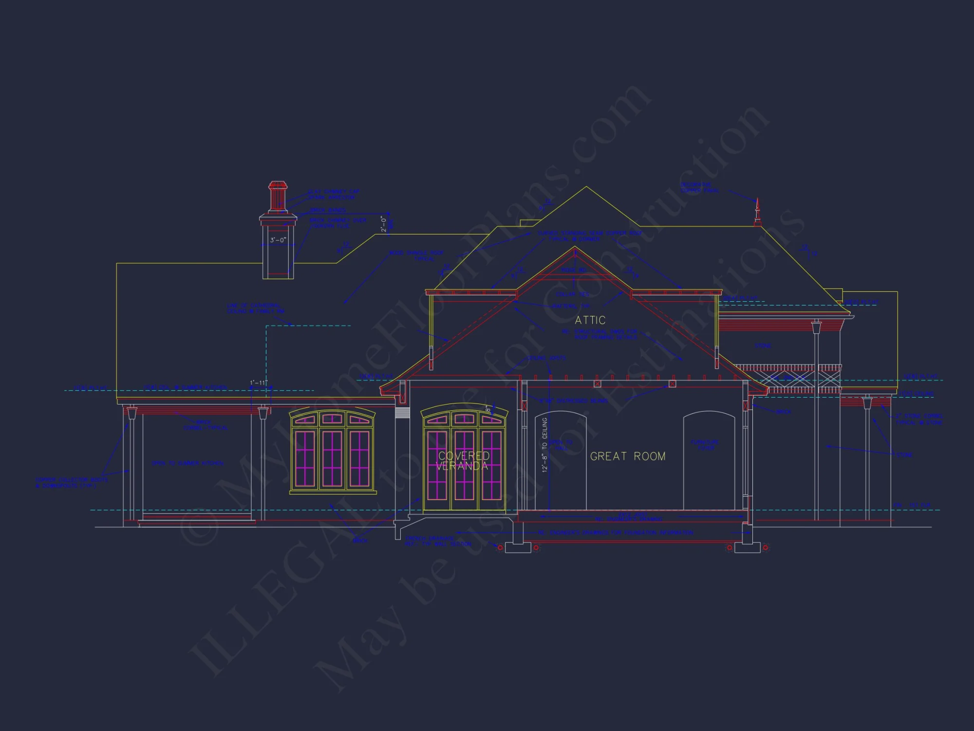Stunning French Country house Plan with 1.5 Stories & CAD Designs
