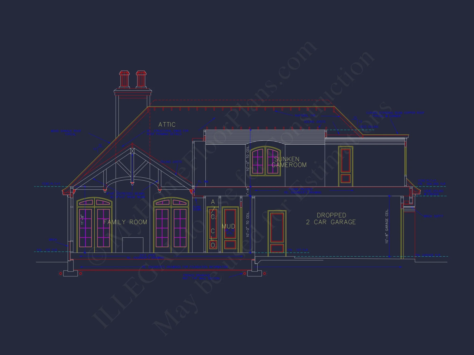 Stunning French Country house Plan with 1.5 Stories & CAD Designs