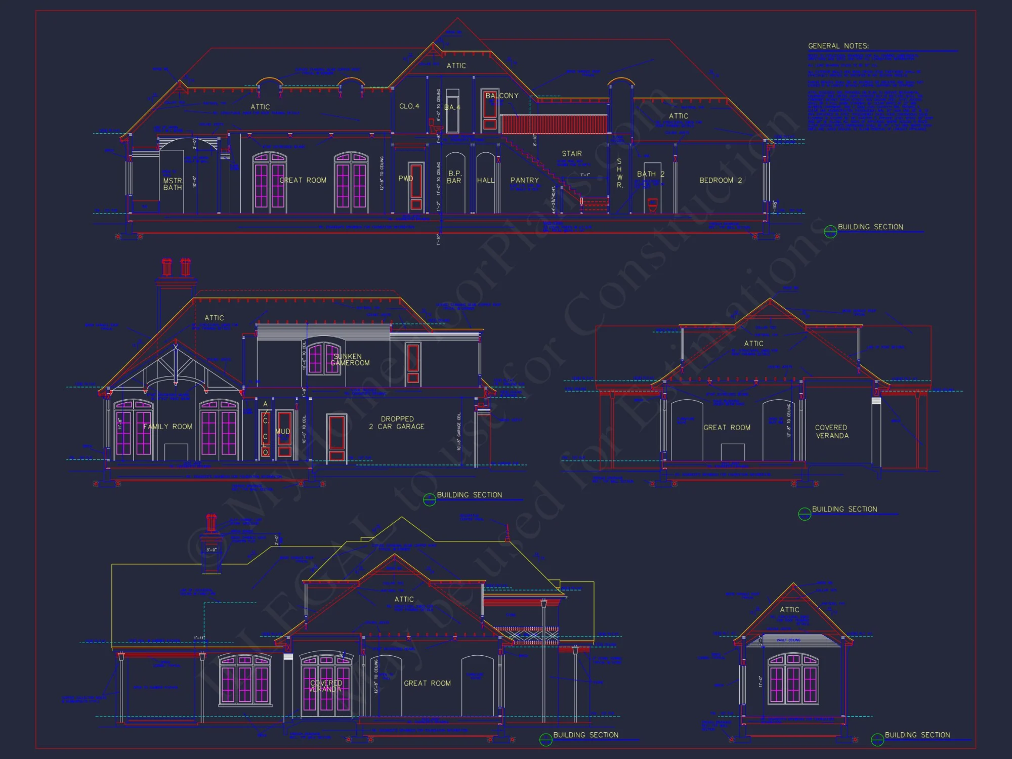 Stunning French Country house Plan with 1.5 Stories & CAD Designs