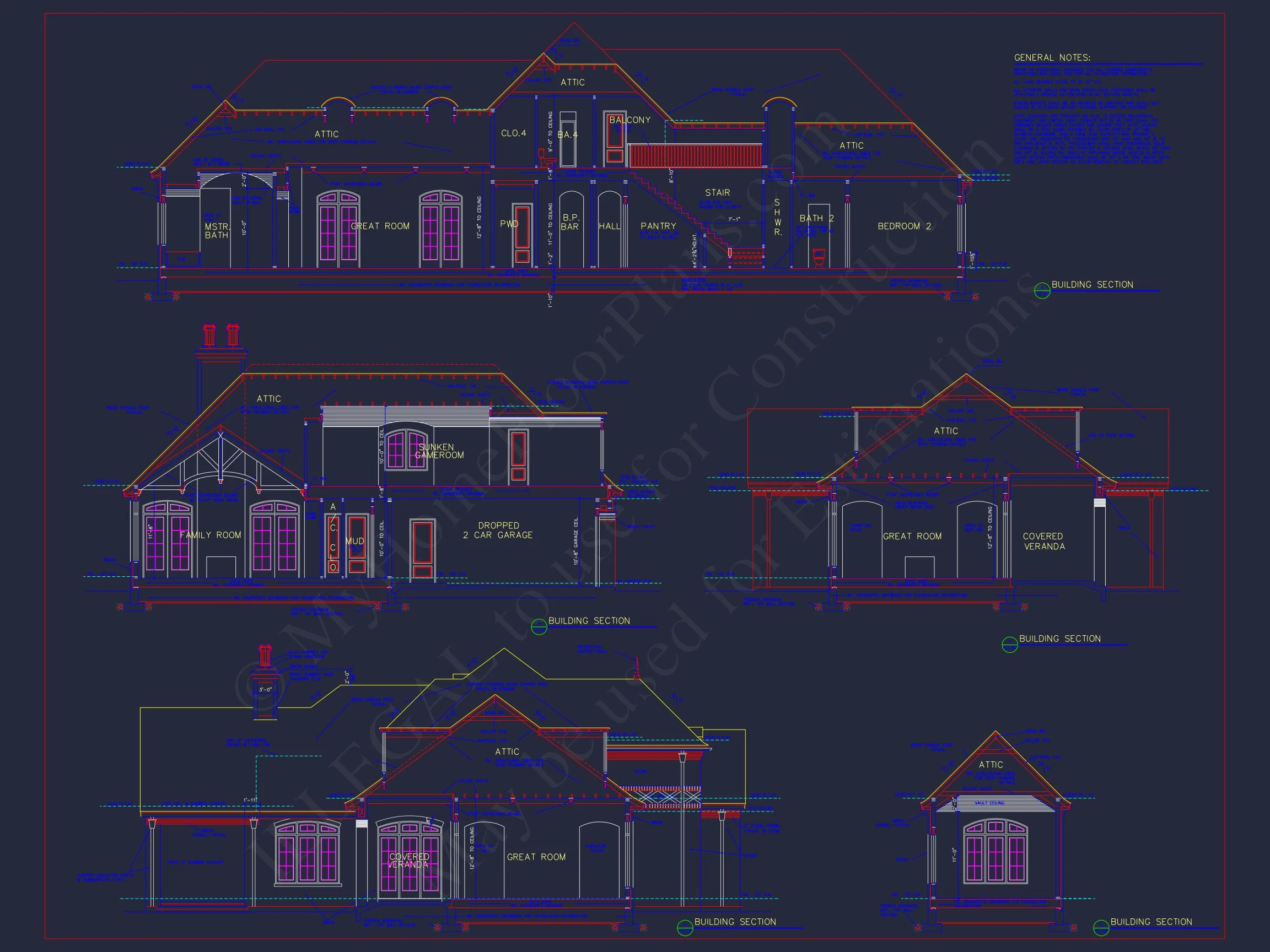 7-2367 HOUSE PLAN - Stunning French Country House Plan with 1.5 Stories & CAD Designs 9 Stunning French Country house Plan with 1.5 Stories & CAD Designs