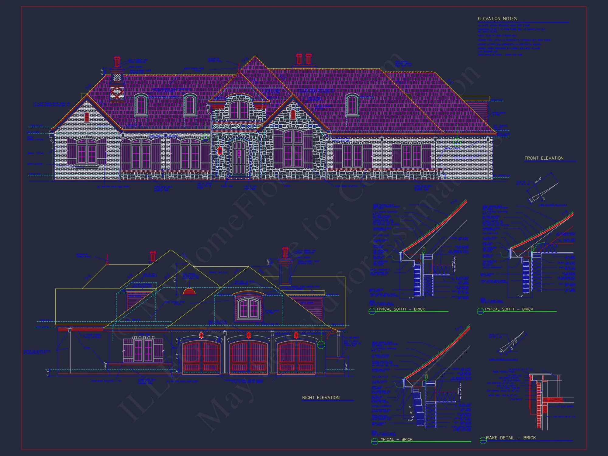 Stunning French Country house Plan with 1.5 Stories & CAD Designs