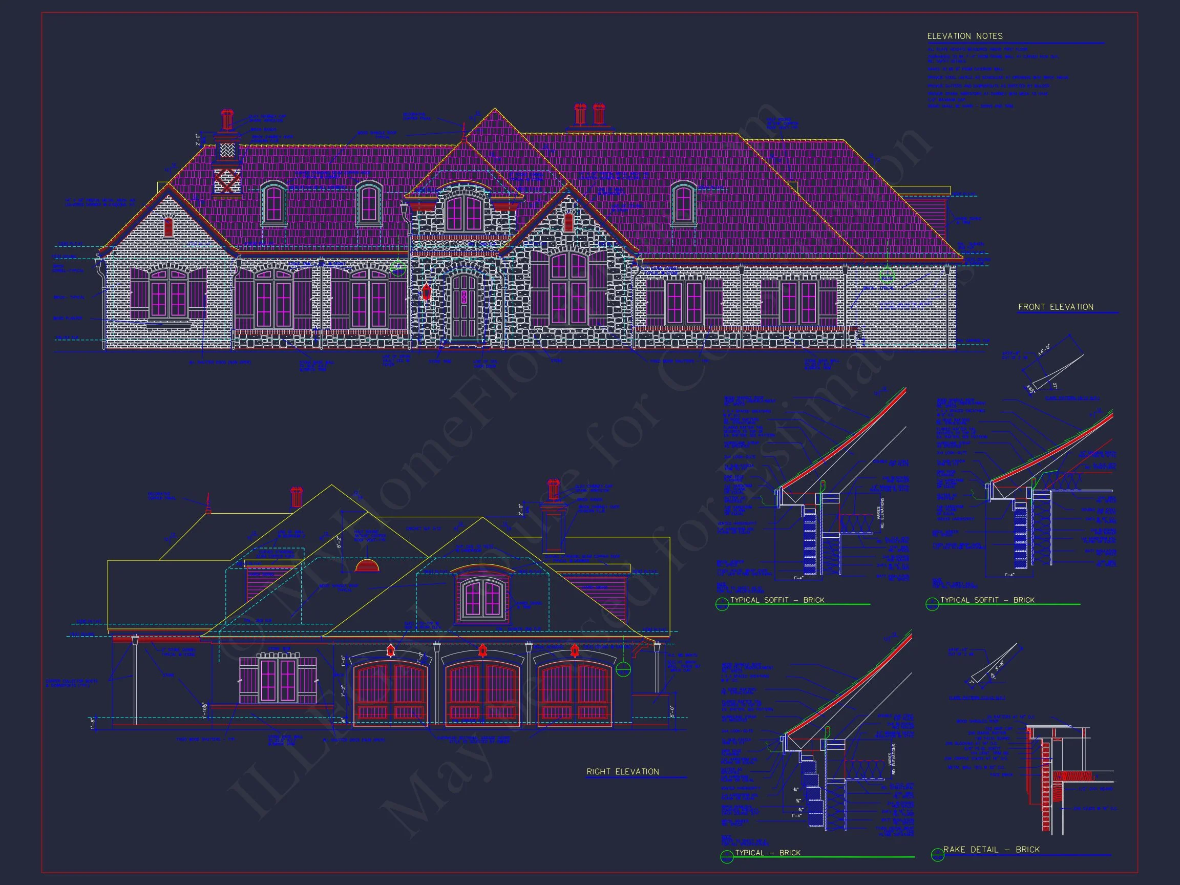 7-2367 HOUSE PLAN - Stunning French Country House Plan with 1.5 Stories & CAD Designs 8 Stunning French Country house Plan with 1.5 Stories & CAD Designs