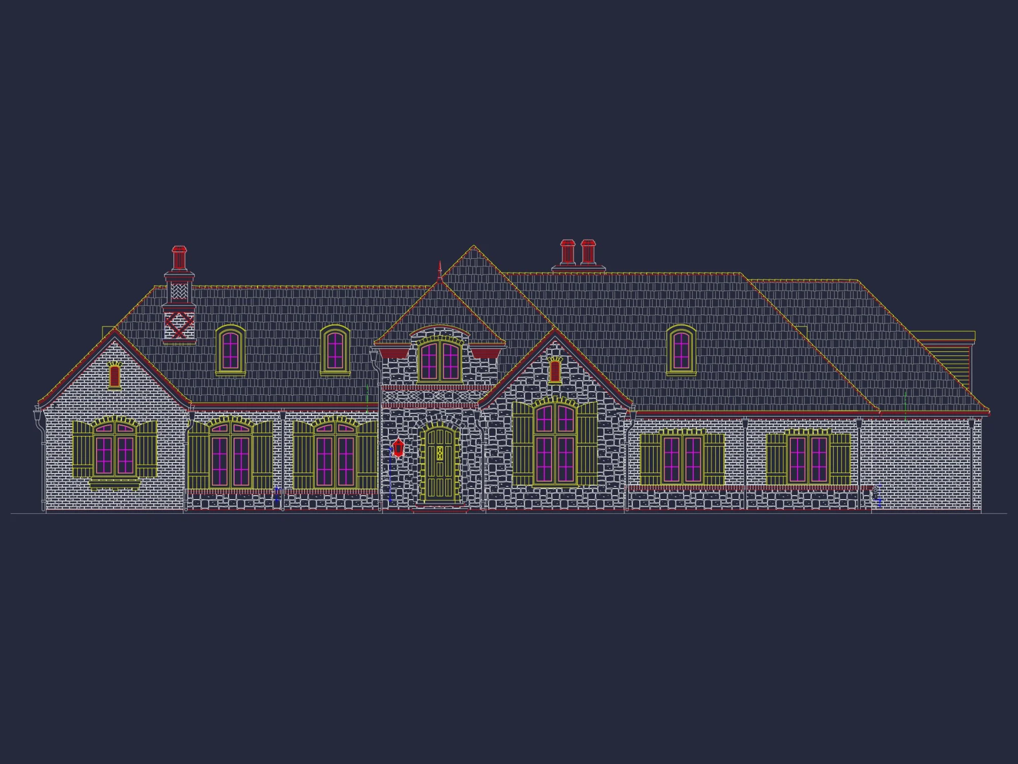 Stunning French Country house Plan with 1.5 Stories & CAD Designs