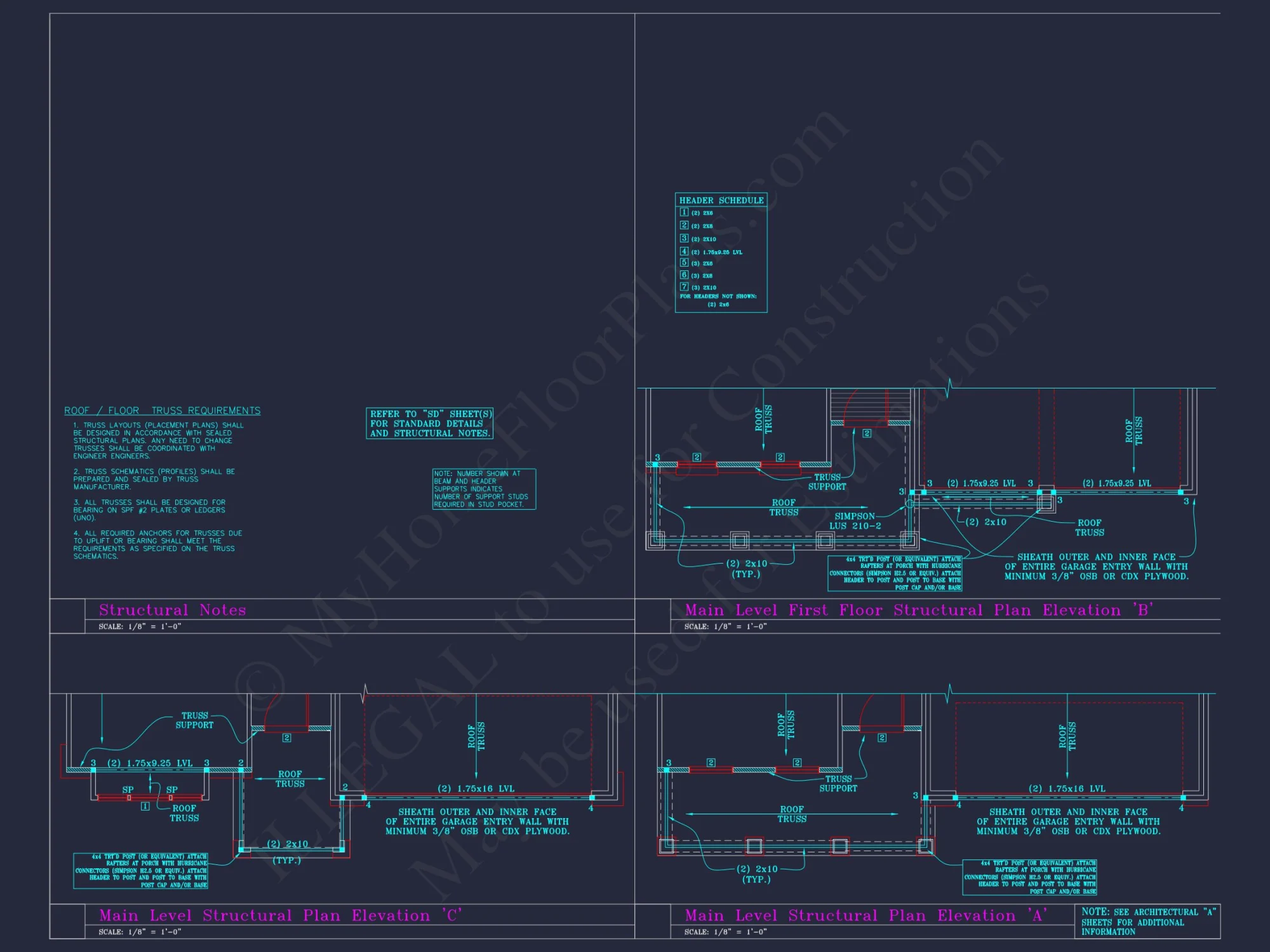 Craftsman house Plan with 3 Bedrooms and 2-Car Garage Design