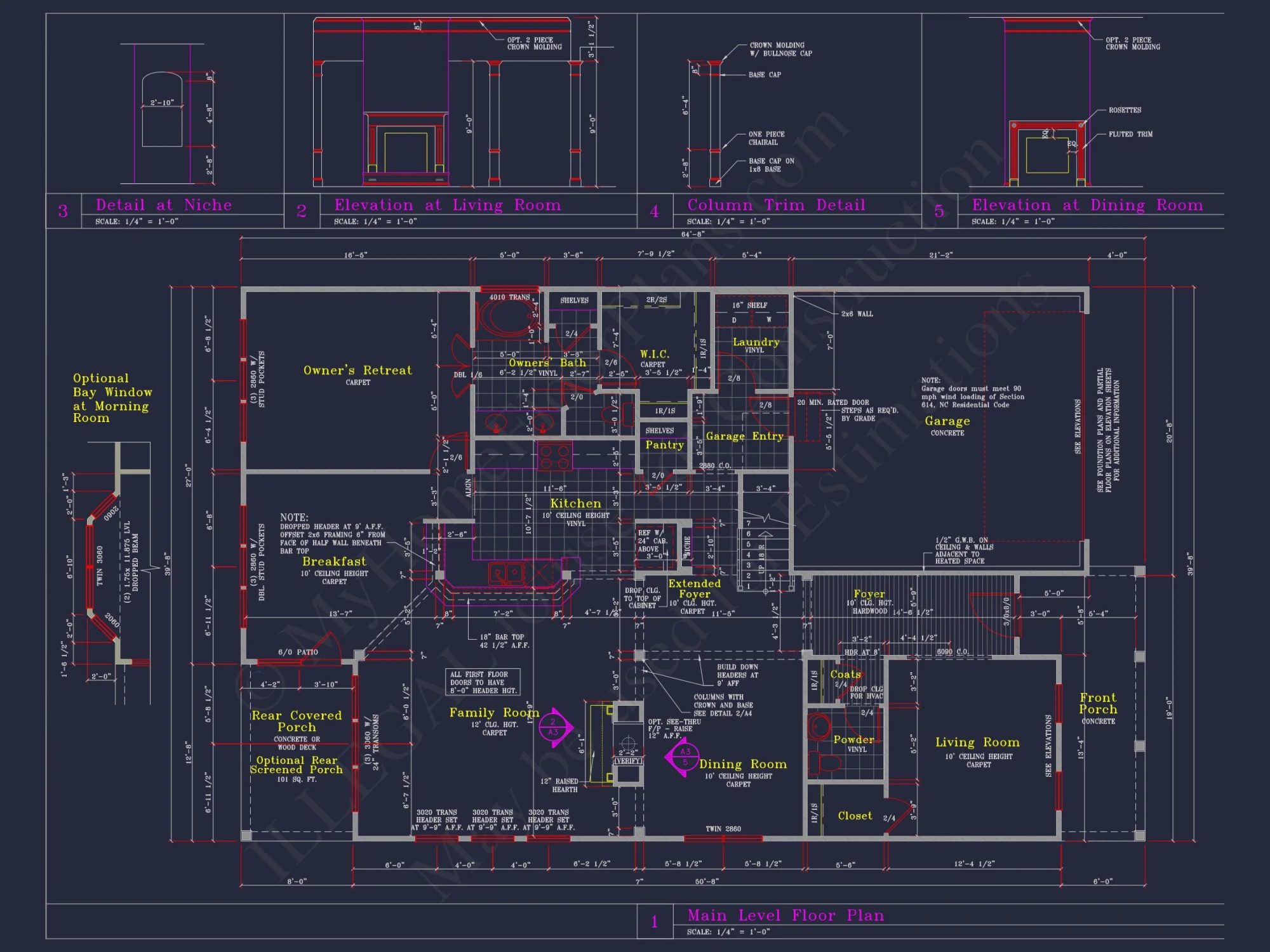 Craftsman house Plan with 3 Bedrooms and 2-Car Garage Design