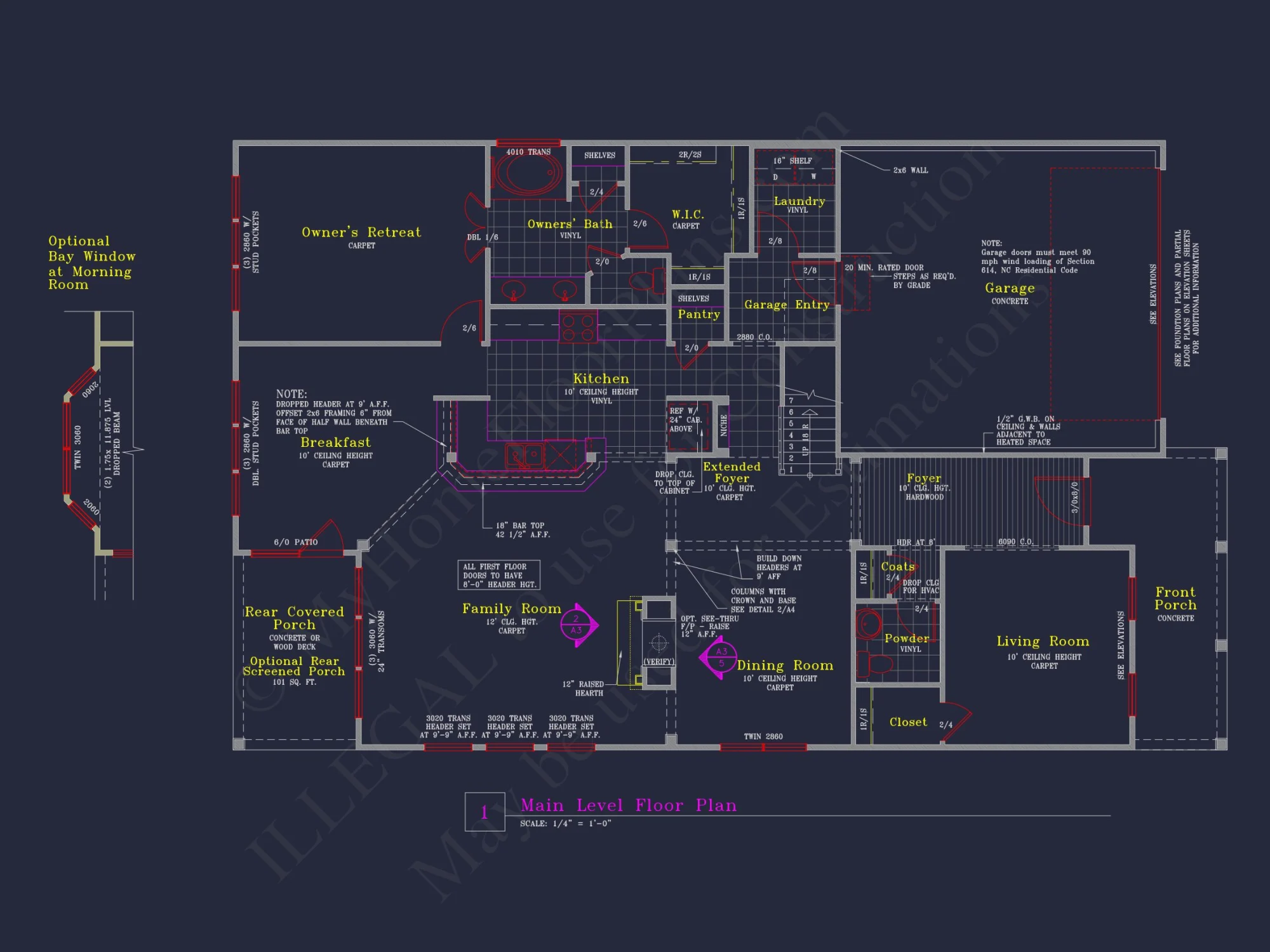 Craftsman house Plan with 3 Bedrooms and 2-Car Garage Design