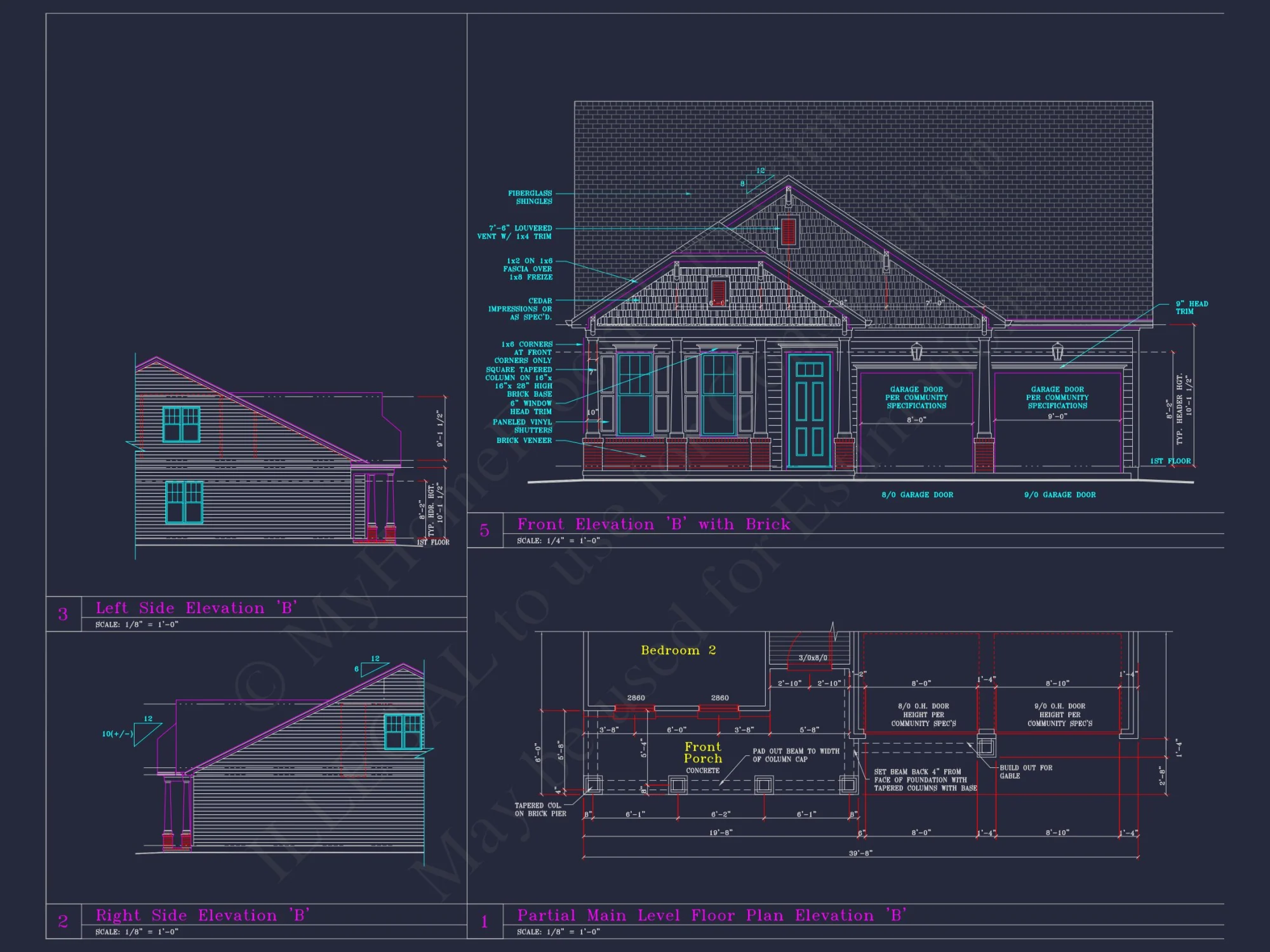 Craftsman house Plan with 3 Bedrooms and 2-Car Garage Design