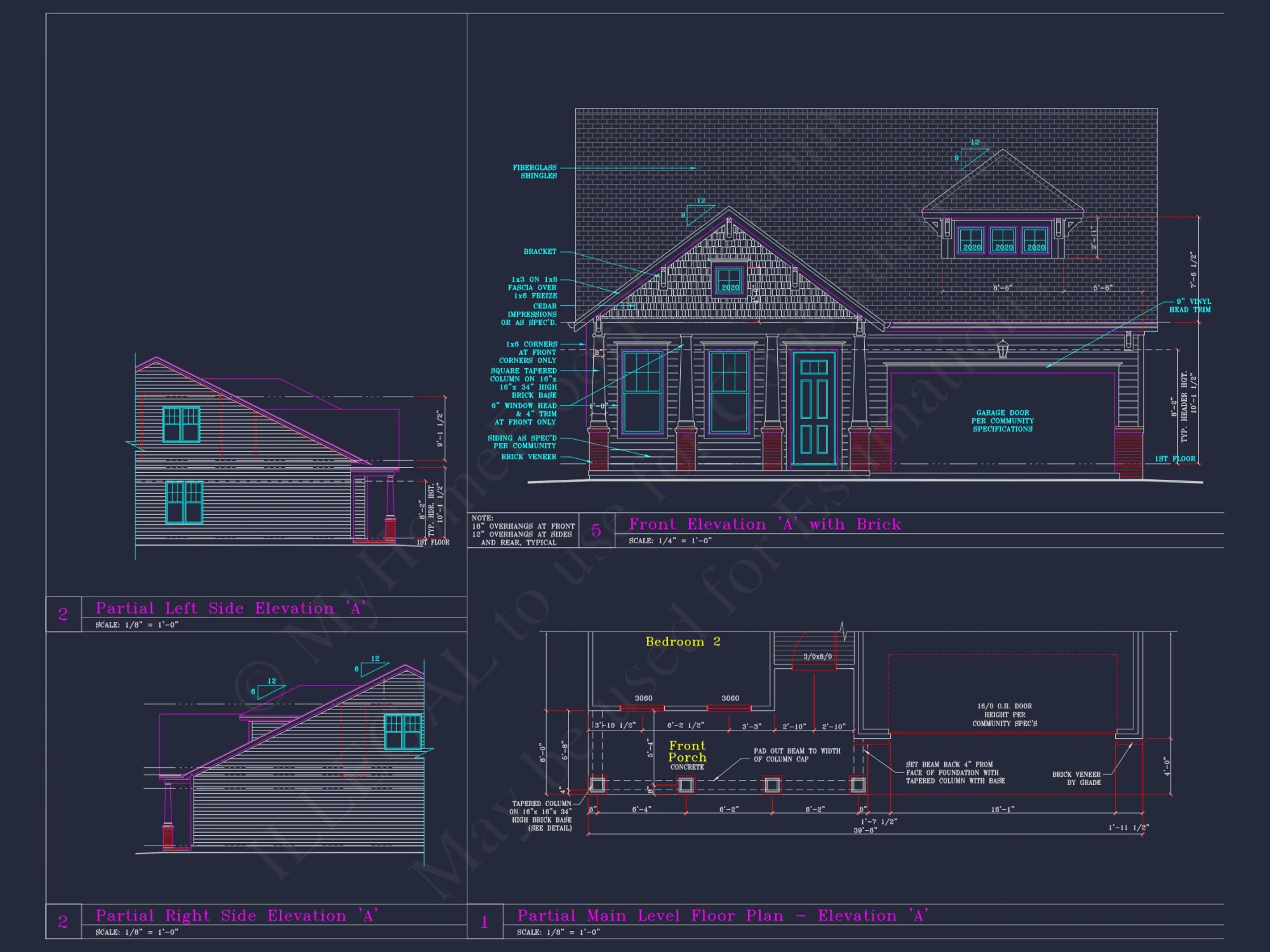 Craftsman house Plan with 3 Bedrooms and 2-Car Garage Design
