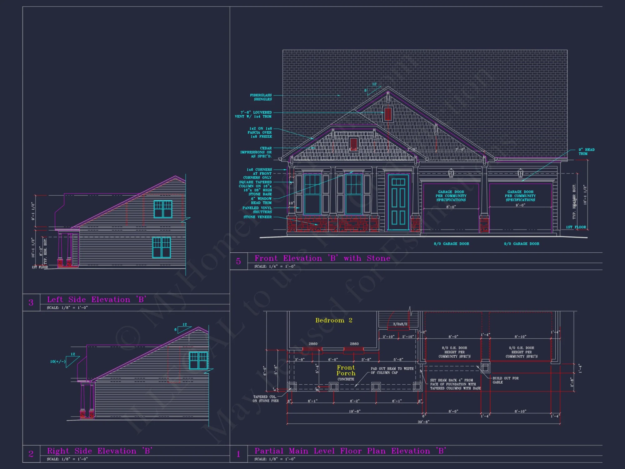 Craftsman house Plan with 3 Bedrooms and 2-Car Garage Design