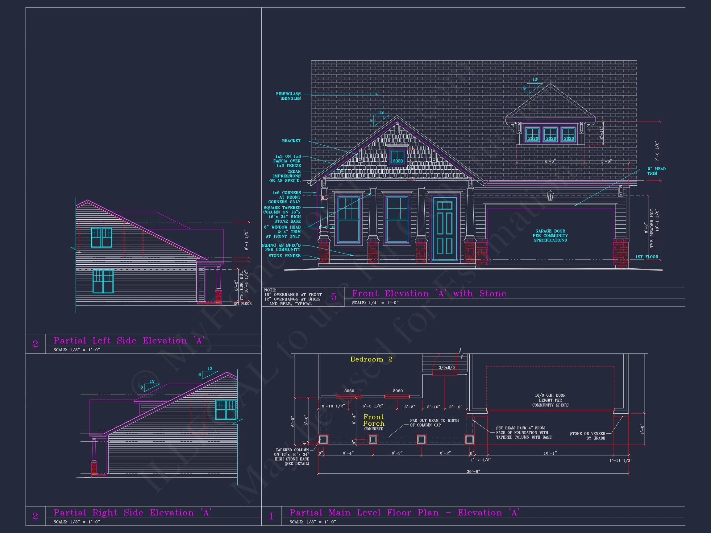 Craftsman house Plan with 3 Bedrooms and 2-Car Garage Design