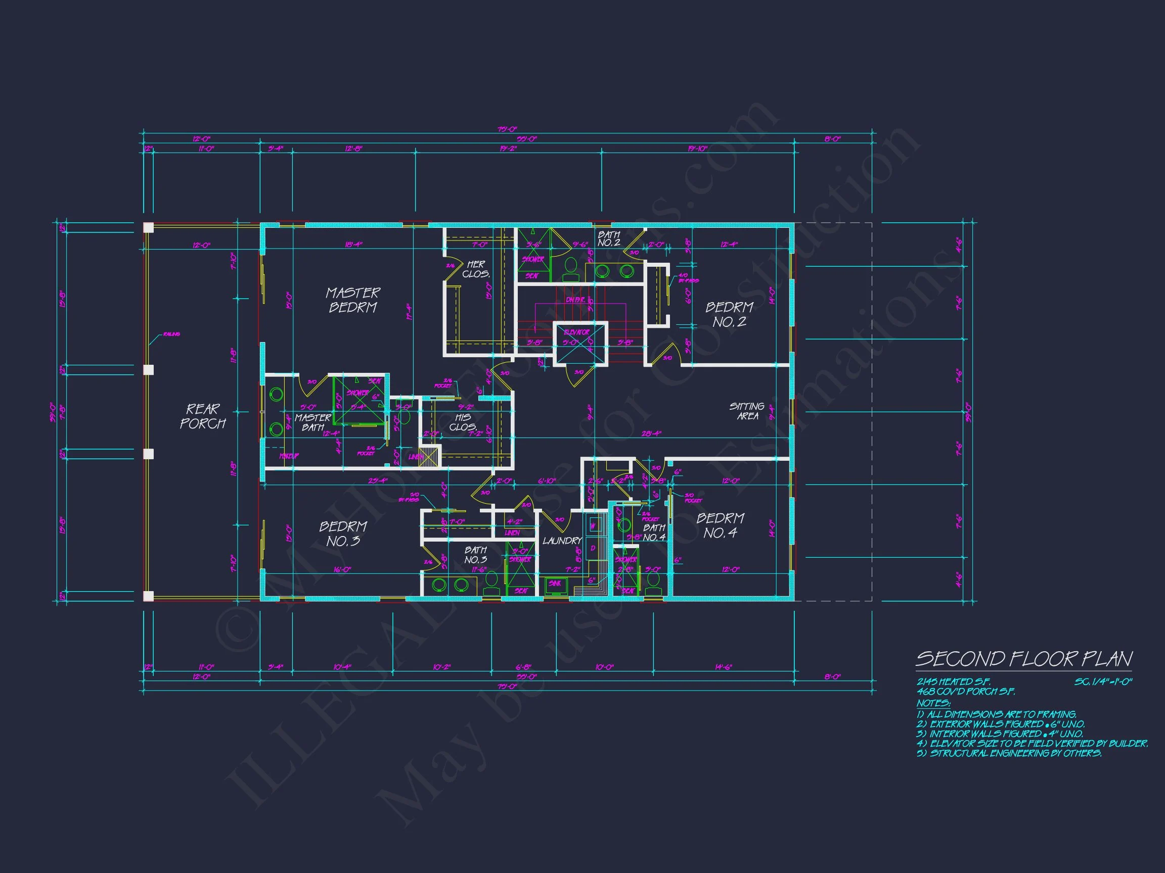 Modern house Plan: Detailed Floor Plan, CAD Designs & Blueprint
