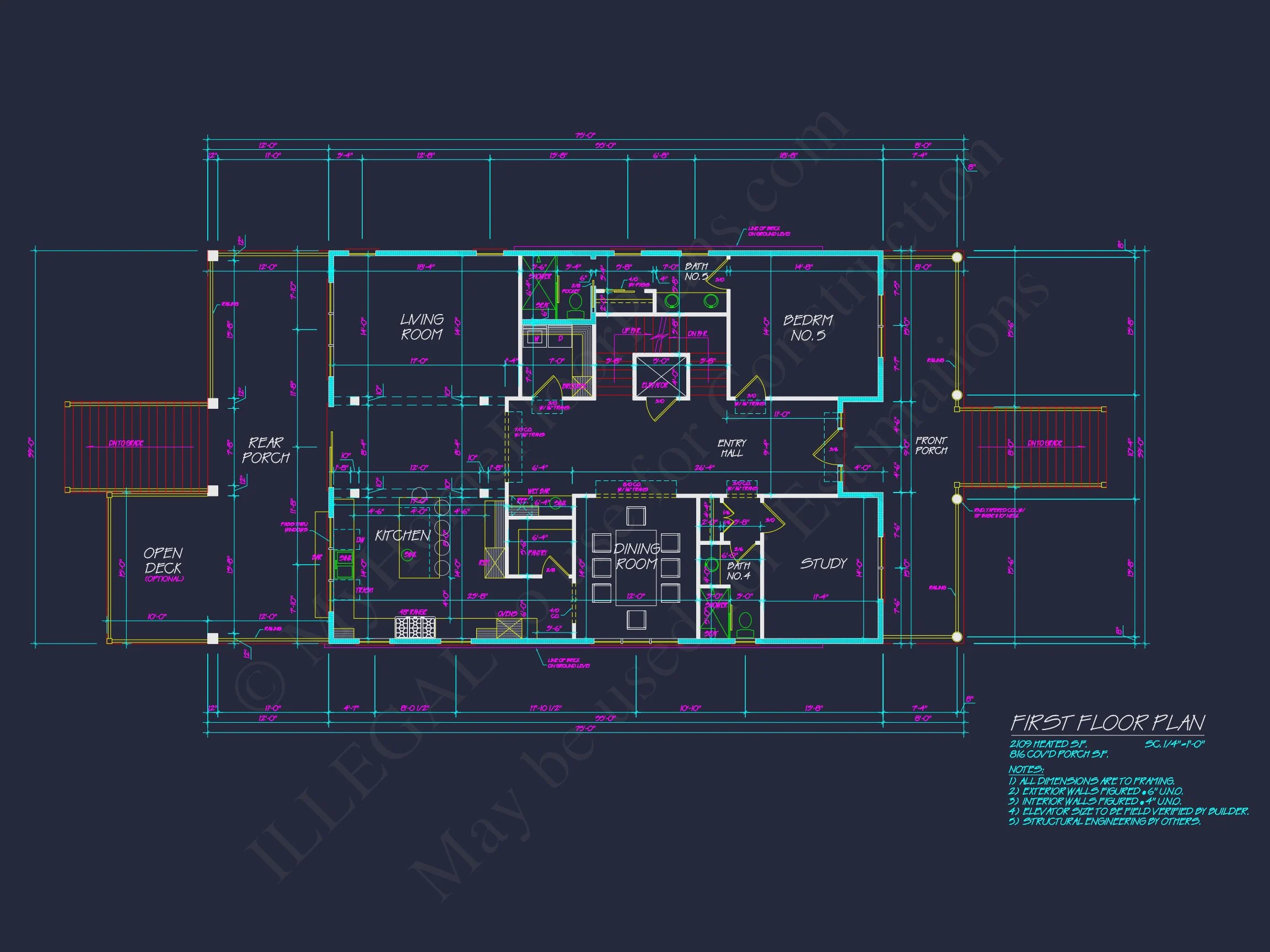 Modern house Plan: Detailed Floor Plan, CAD Designs & Blueprint