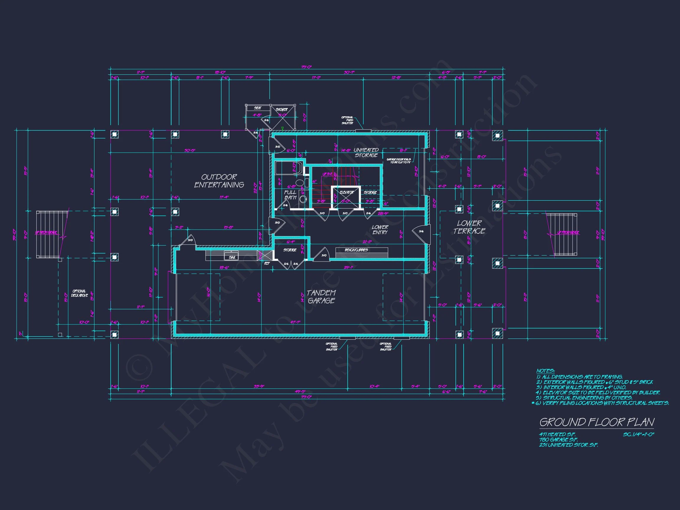 Modern house Plan: Detailed Floor Plan, CAD Designs & Blueprint