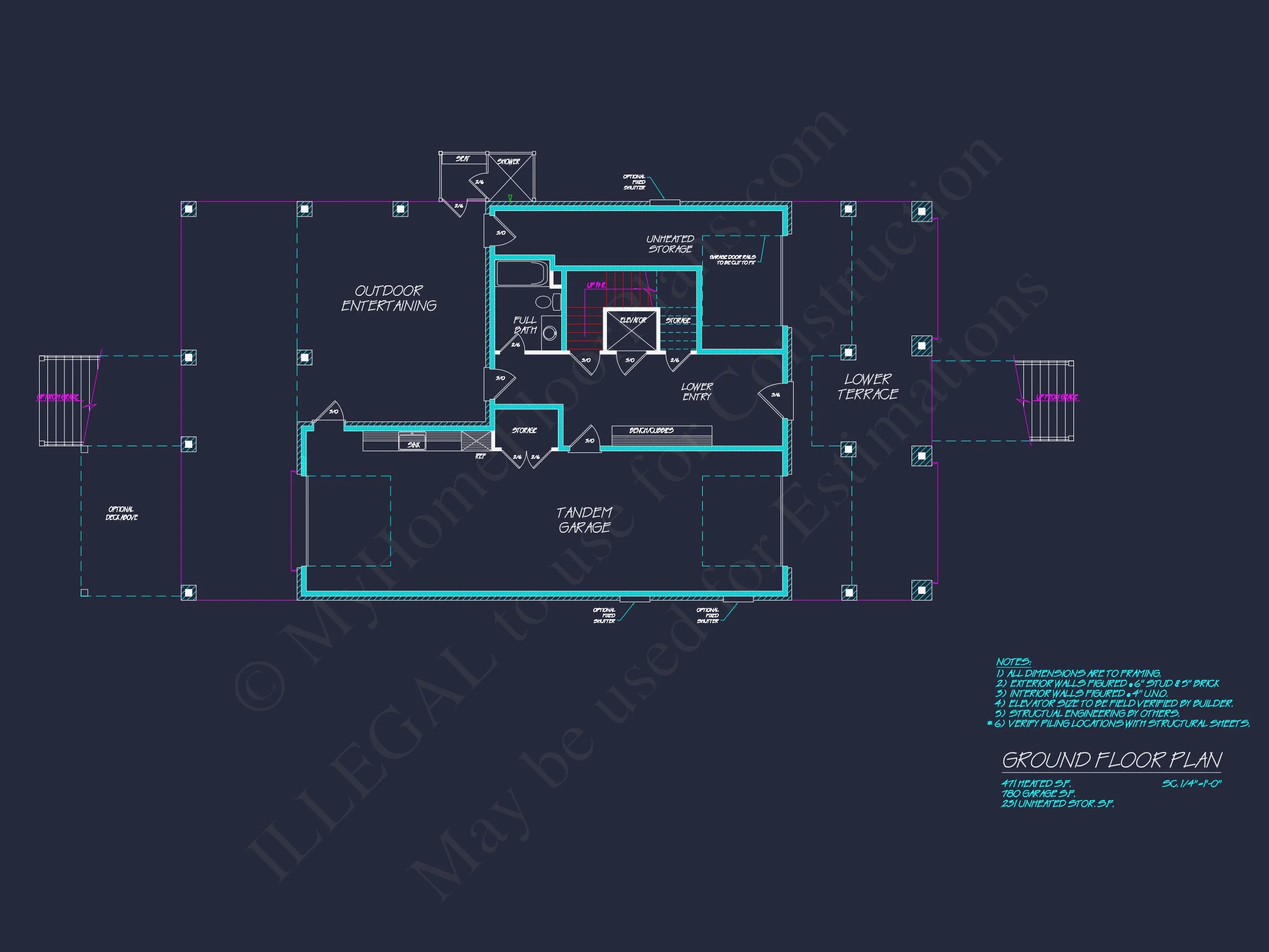 Modern house Plan: Detailed Floor Plan, CAD Designs & Blueprint