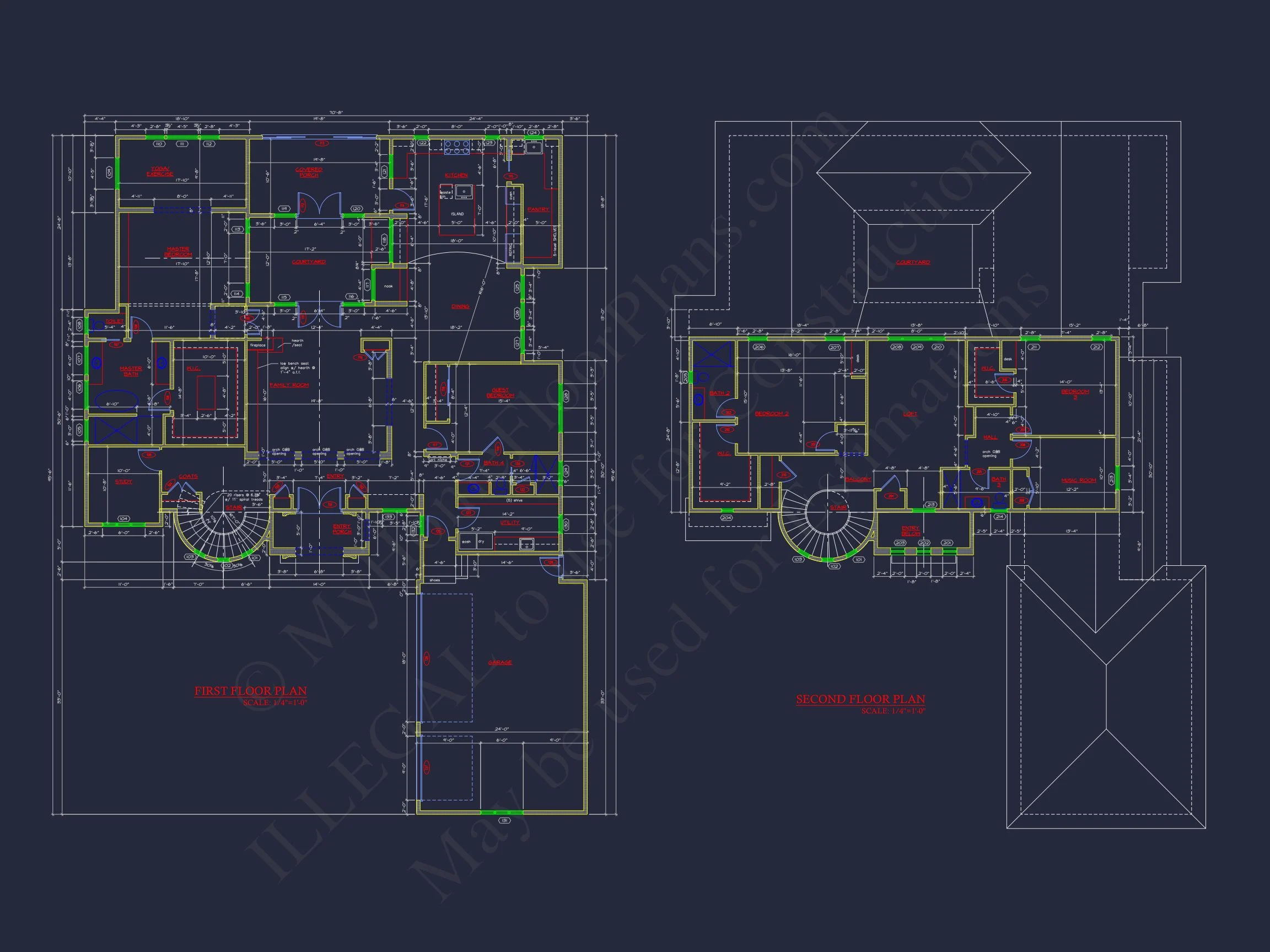 Elegant house Plan with 4 Beds, CAD Designs & Floor Blueprint