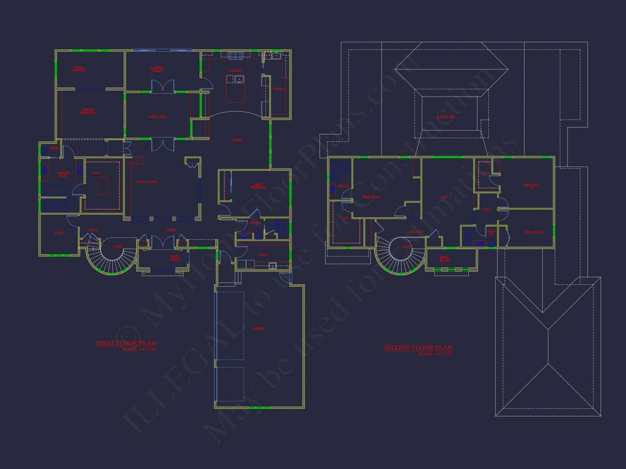 Elegant house Plan with 4 Beds, CAD Designs & Floor Blueprint