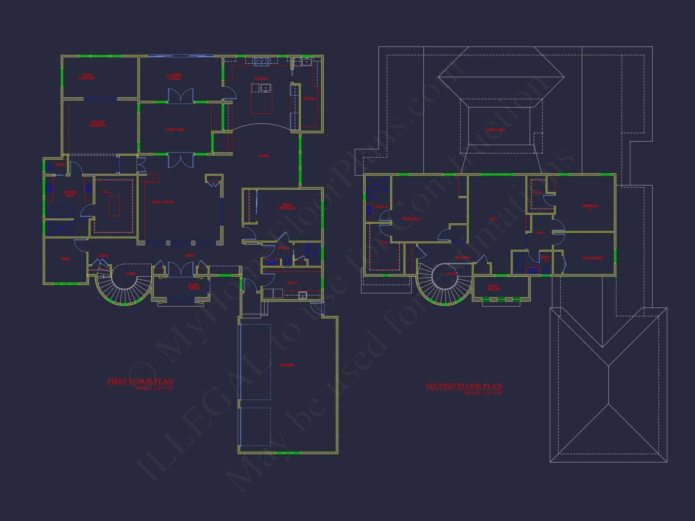 Elegant house Plan with 4 Beds, CAD Designs & Floor Blueprint