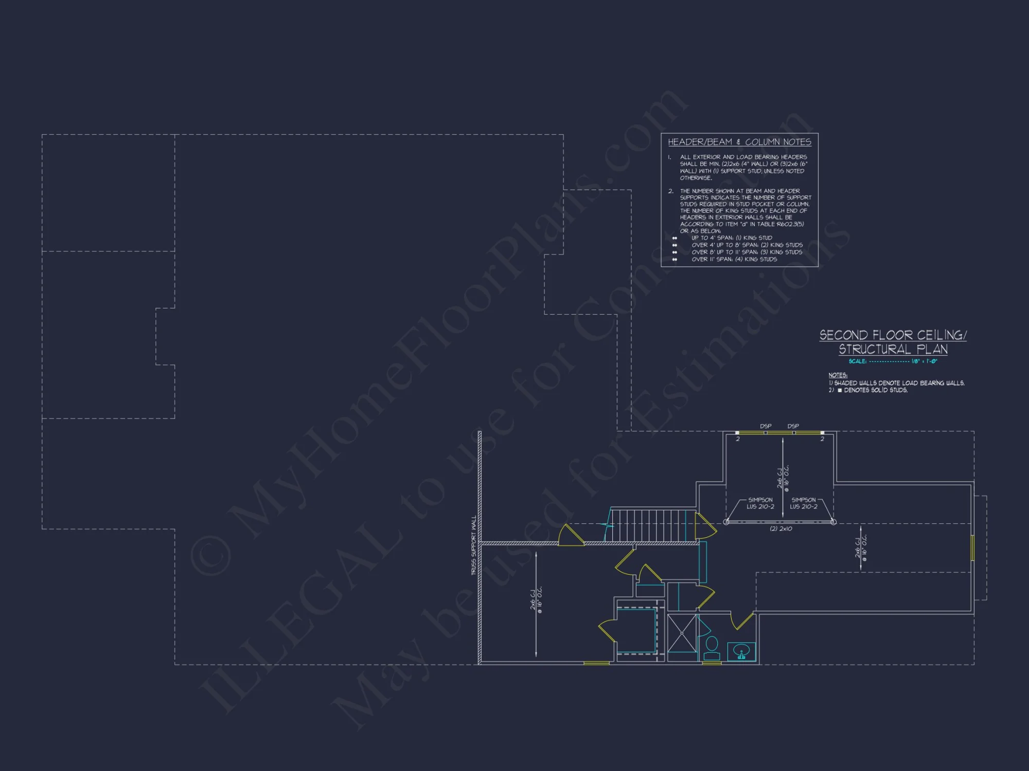 Modern house Floor Plan with CAD Blueprint for 2-Story Design