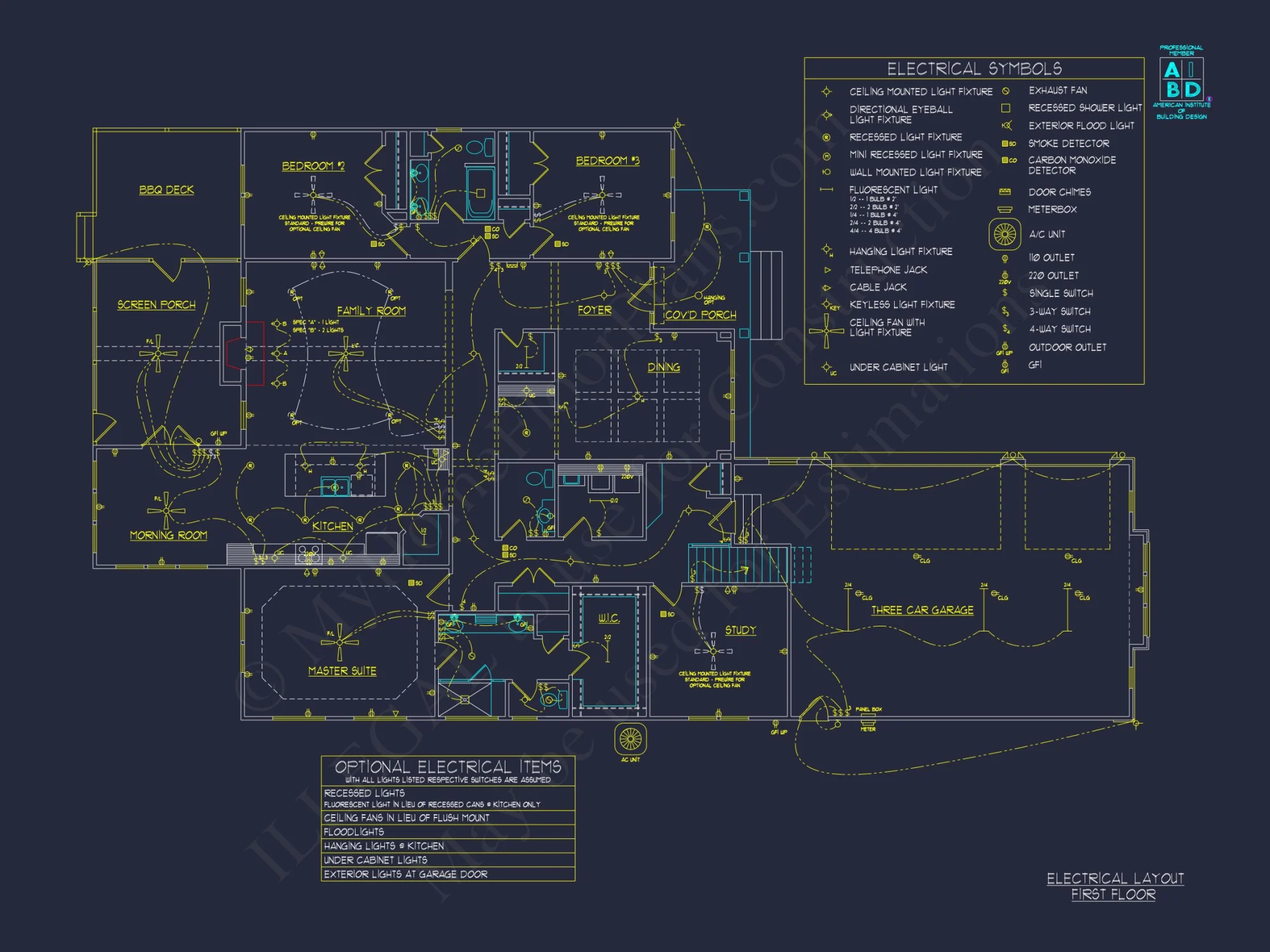 Modern house Floor Plan with CAD Blueprint for 2-Story Design