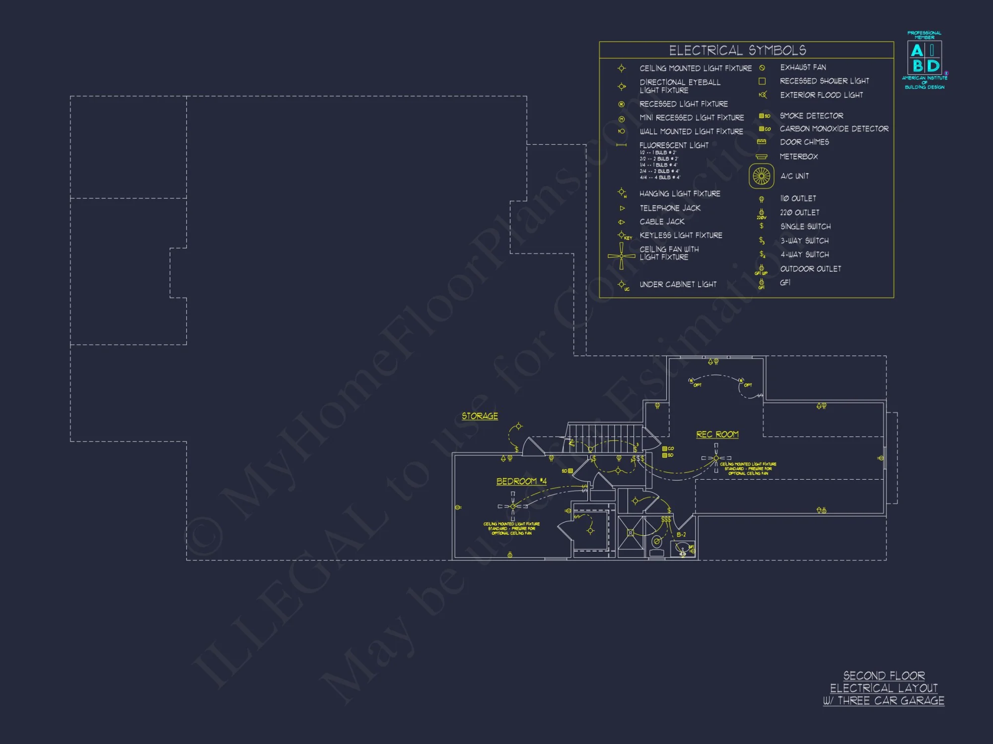 Modern house Floor Plan with CAD Blueprint for 2-Story Design