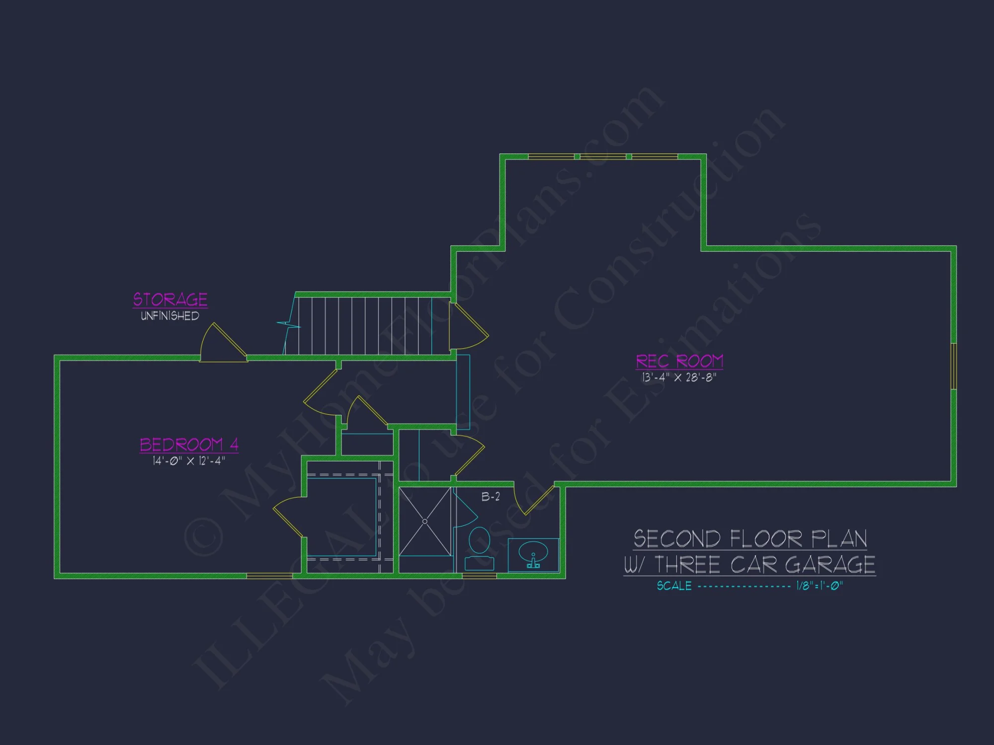 Modern house Floor Plan with CAD Blueprint for 2-Story Design