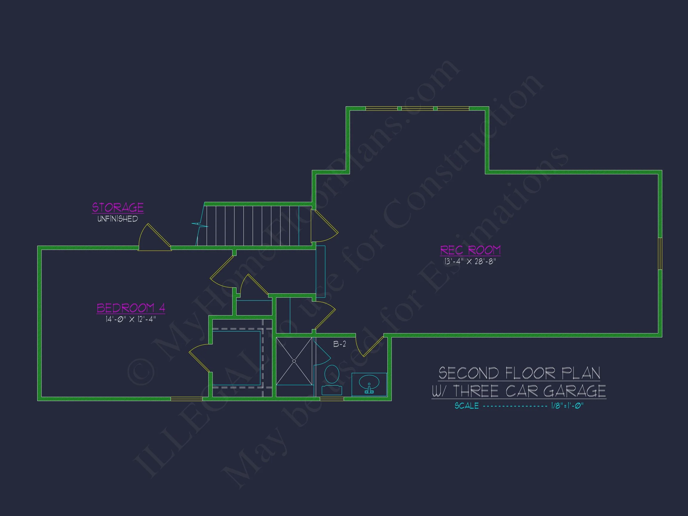 Modern house Floor Plan with CAD Blueprint for 2-Story Design