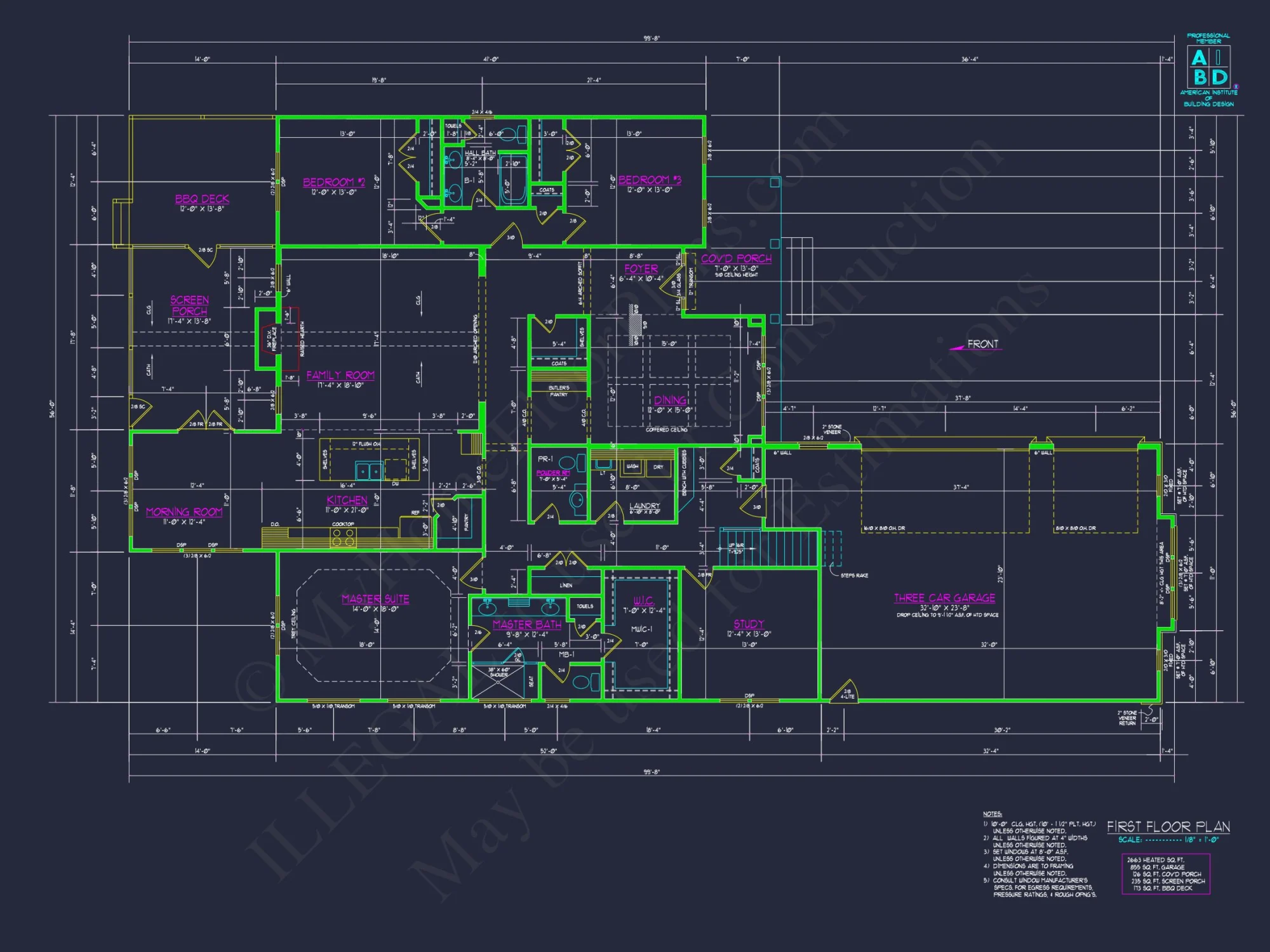 Modern house Floor Plan with CAD Blueprint for 2-Story Design