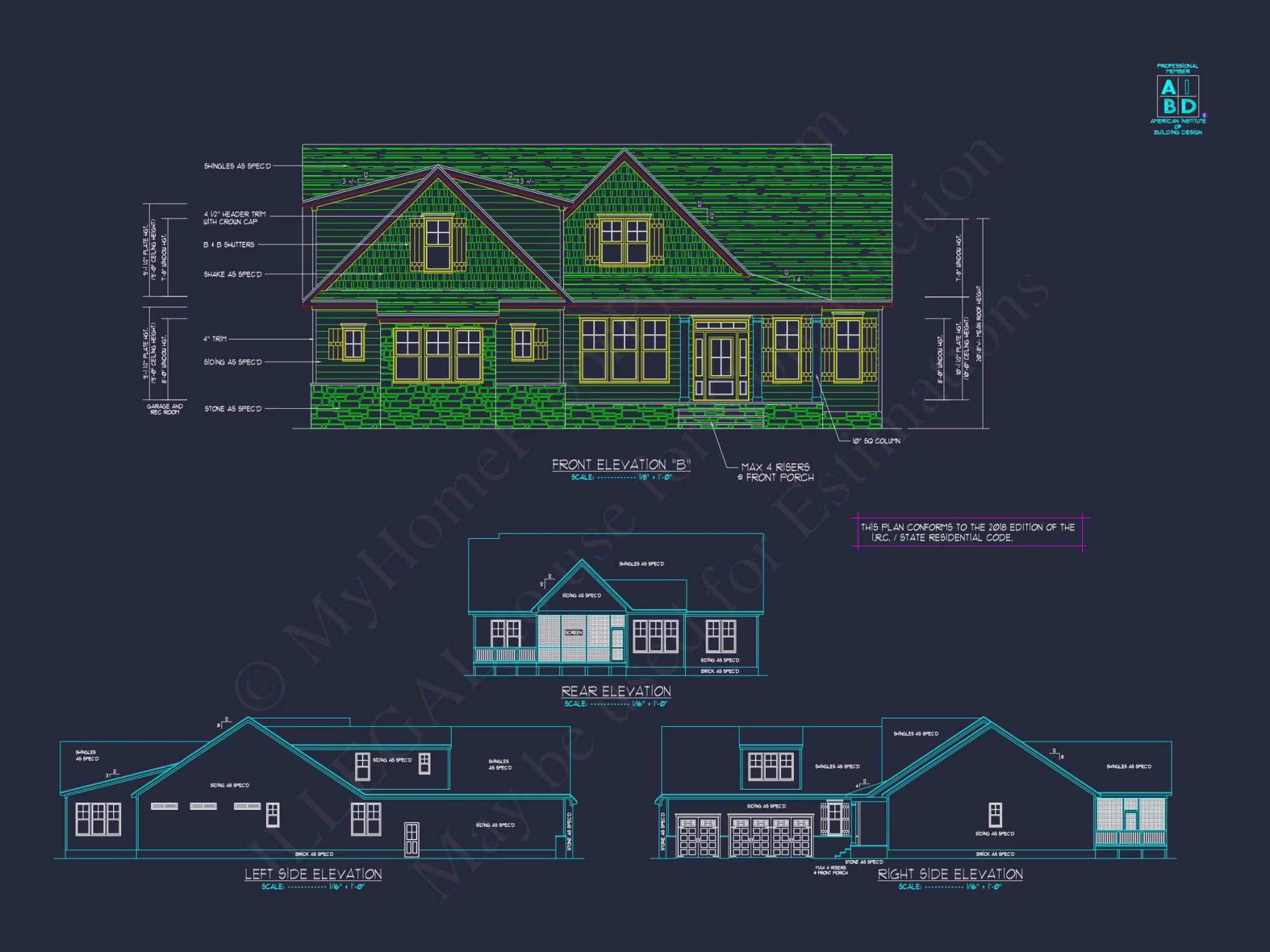 Modern house Floor Plan with CAD Blueprint for 2-Story Design