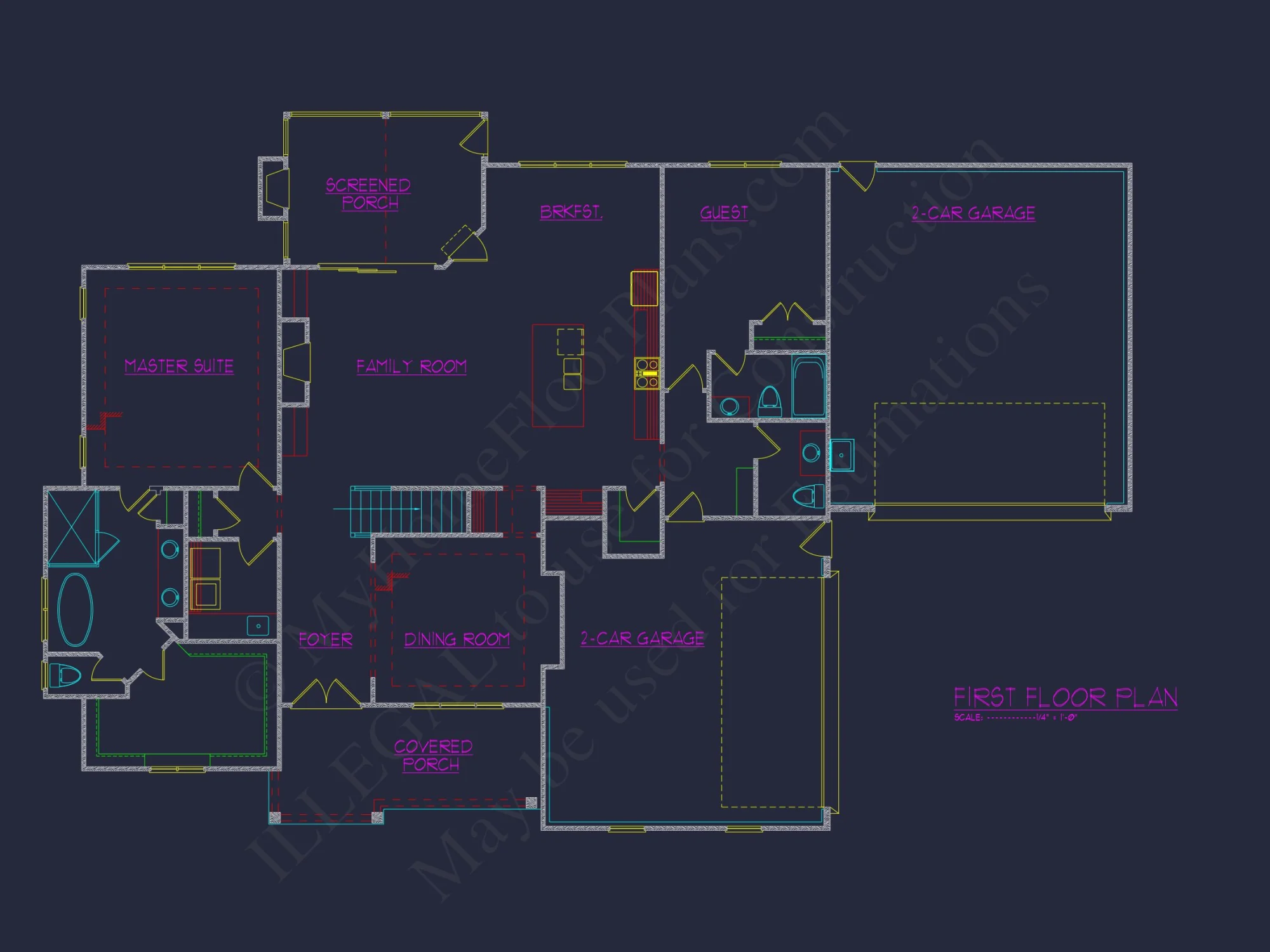 Traditional house Floor Plan with CAD Architecture Designs