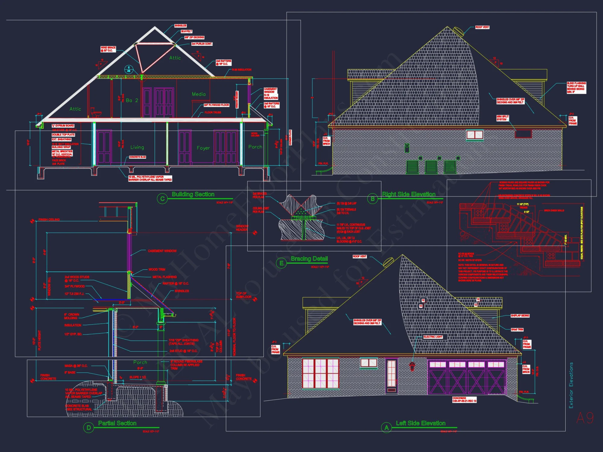 Beautiful house Plan with 2 Floors, CAD Blueprints & Designs