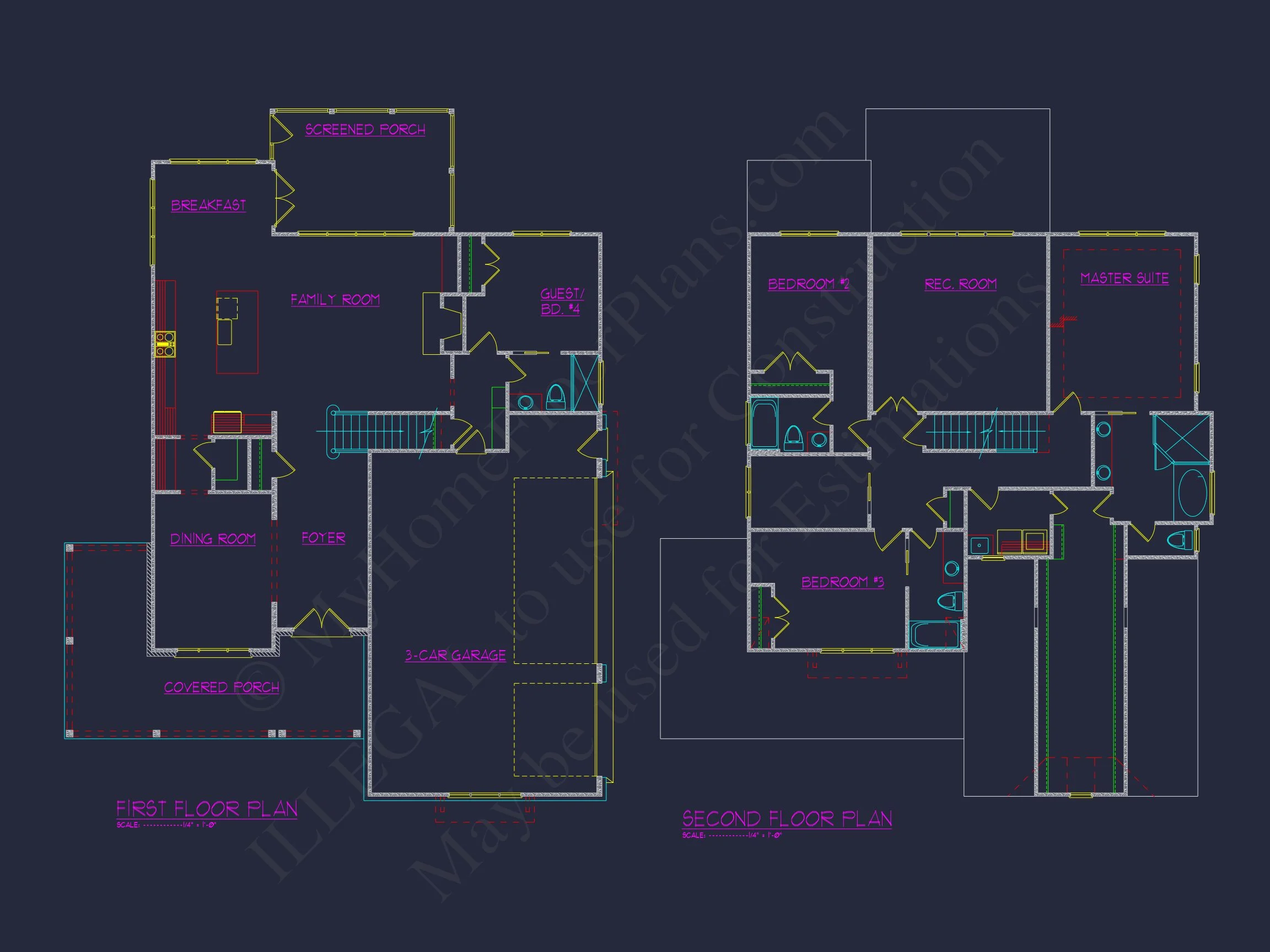 19-1104 HOUSE PLAN - Elegant House Plan with 4 Bedrooms, Floor Plan & CAD Design 6 Elegant house Plan with 4 Bedrooms, Floor Plan & CAD Design
