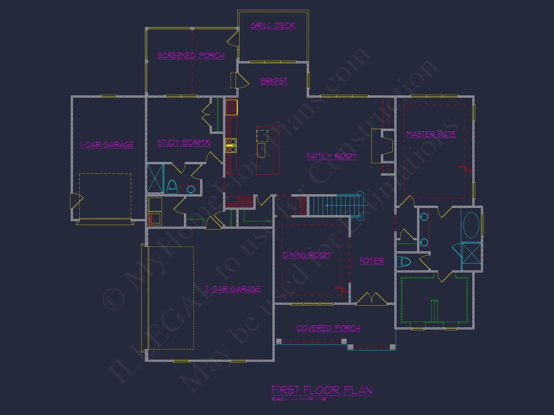 Modern Suburban house Floor Plan - CAD Blueprint Designs